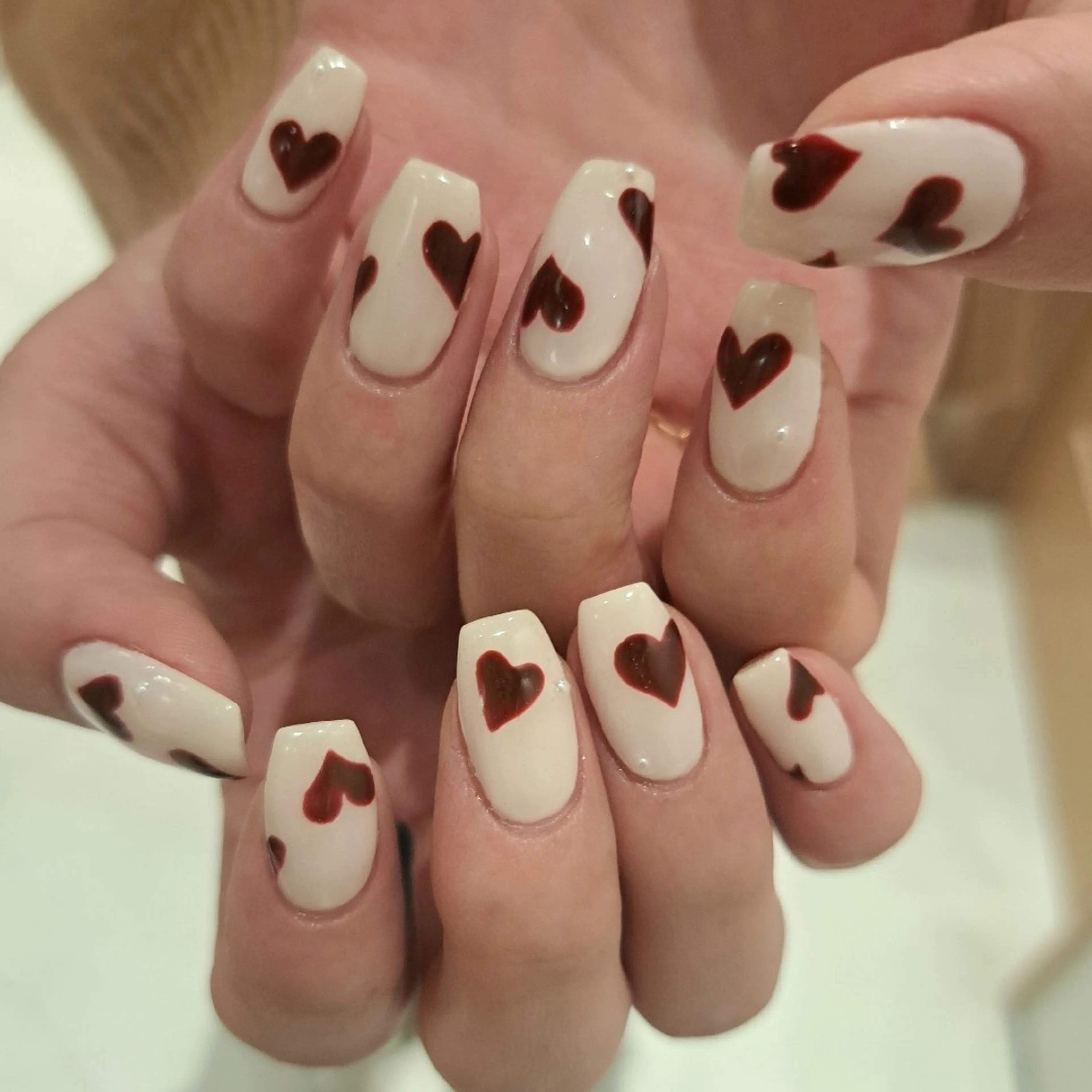 ネイル アートネイル ジェルネイル ハート 持ち込み 冬ネイル ハンドネイル Nail mood デザイン持ち込みokのネイルデザイン