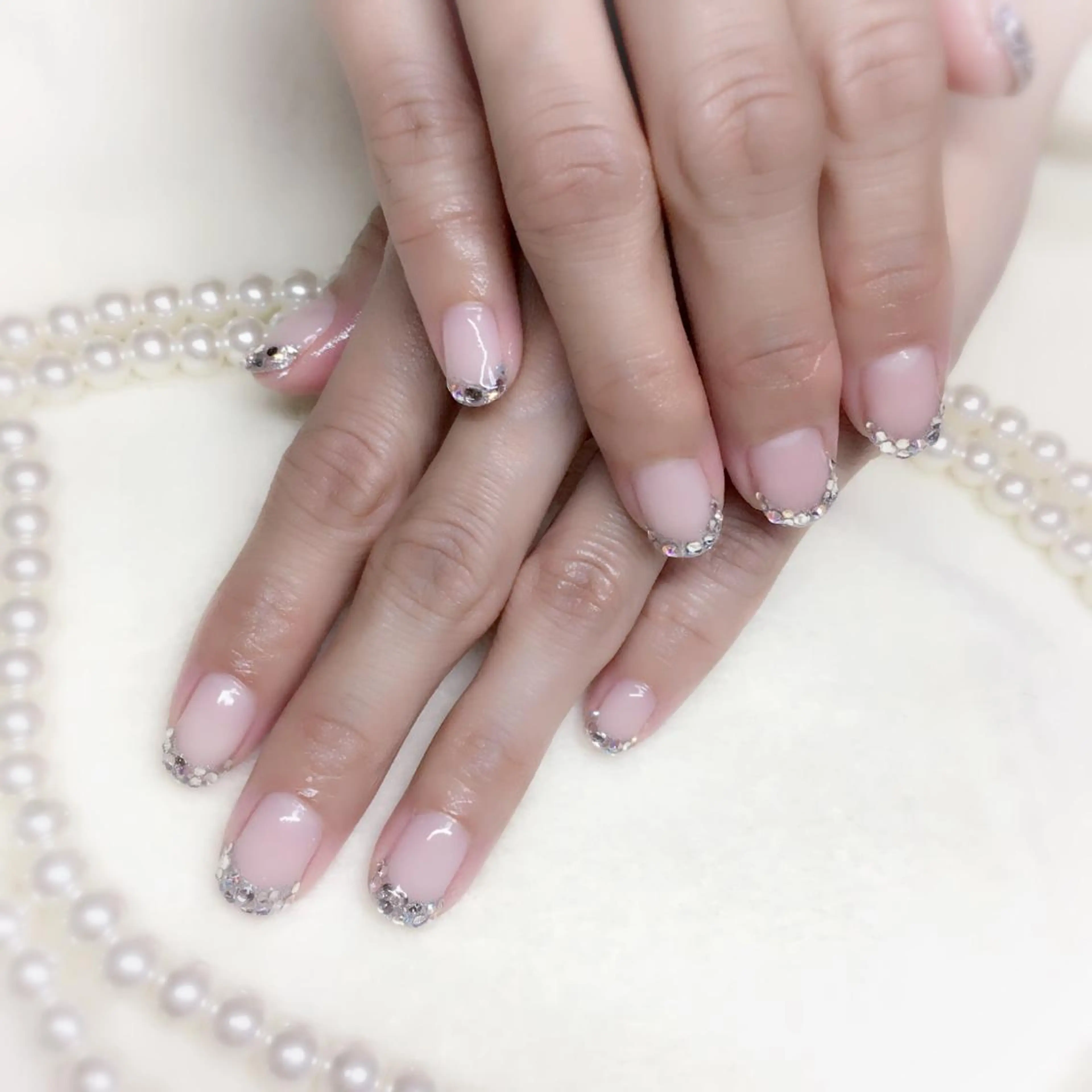 ネイル フレンチネイル 持ち込み ストーンネイル Nail Salon espritのネイルデザイン