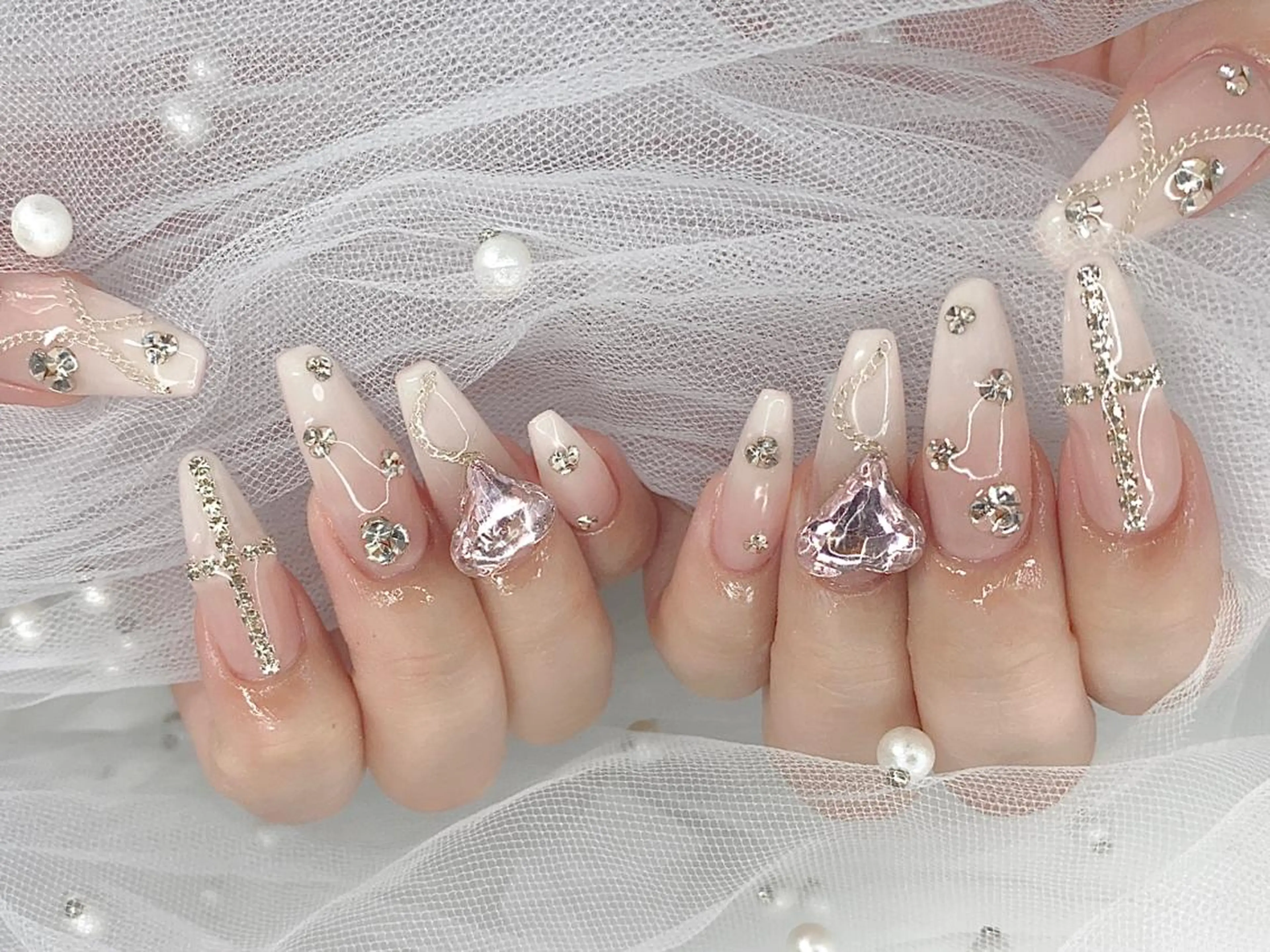 ネイル I-nailロング /ワンホン/キラキラのネイルデザイン