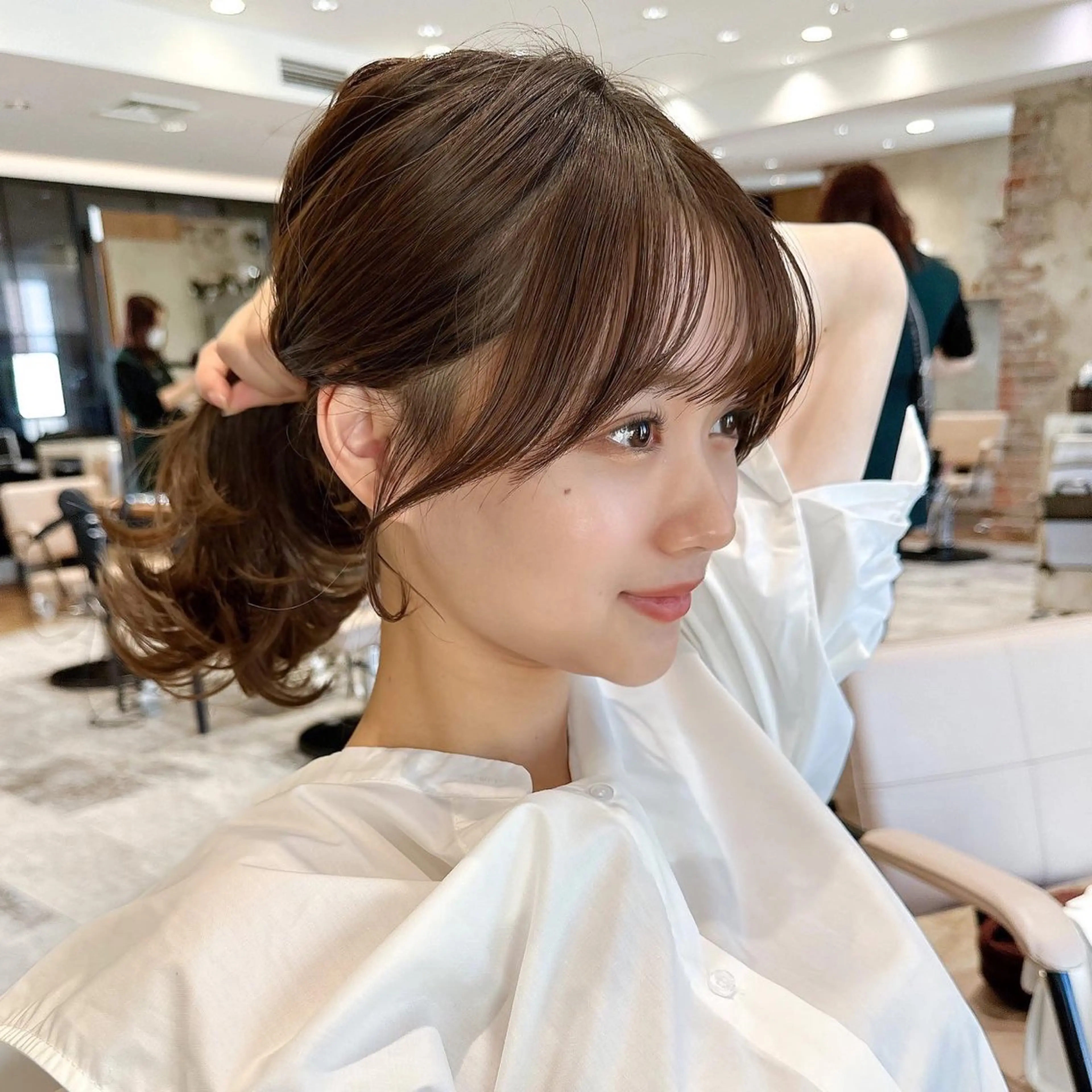 セミロング カラー ベージュカラー ブラウンカラー ブラウンベージュ くびれヘア 顔周りカット 顔周り/くびれヘア 韓国ヘア💕風間るなのヘアスタイル