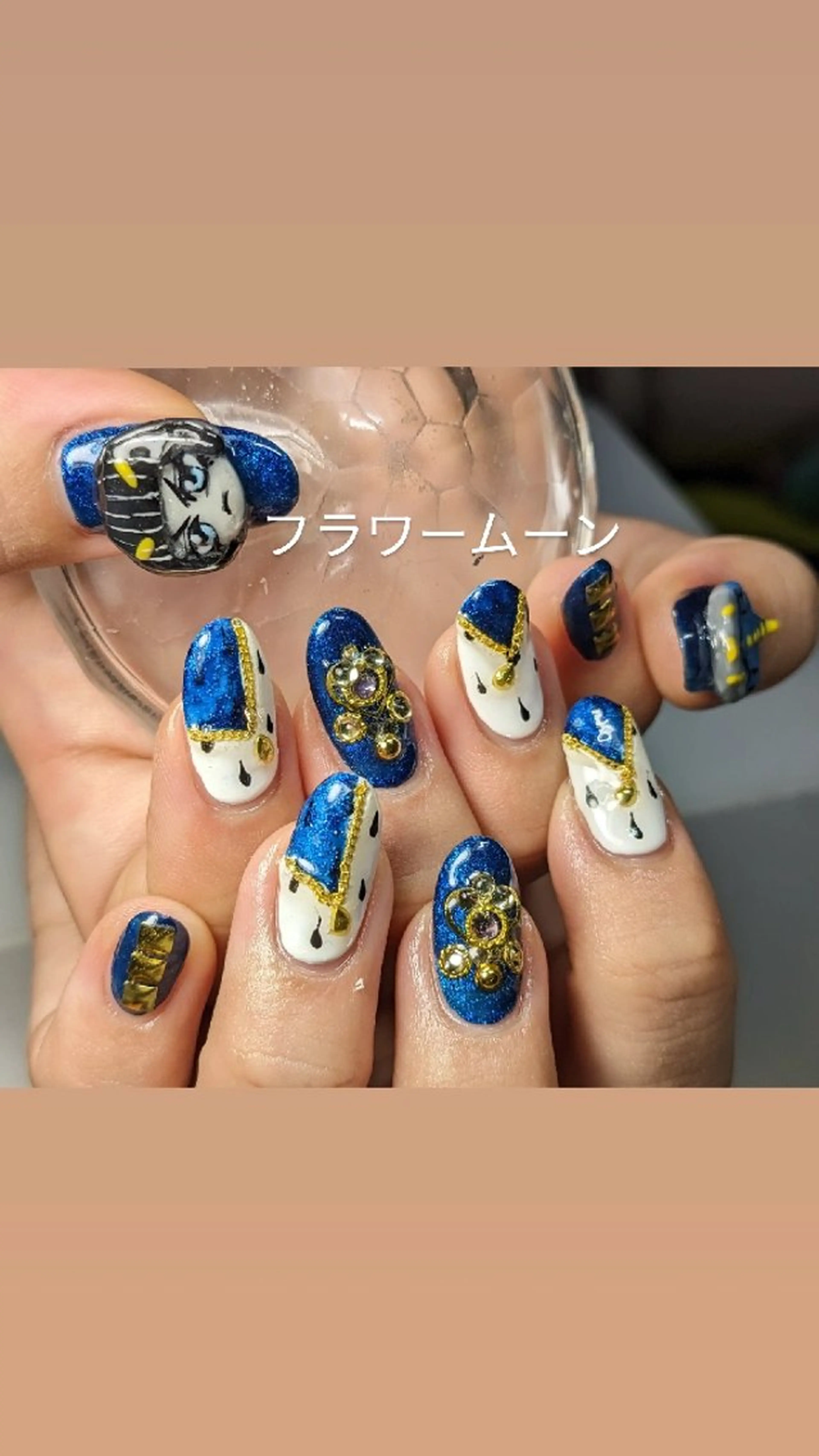 ネイル ハンドネイル ハンドケア フラワー ムーンのネイルデザイン