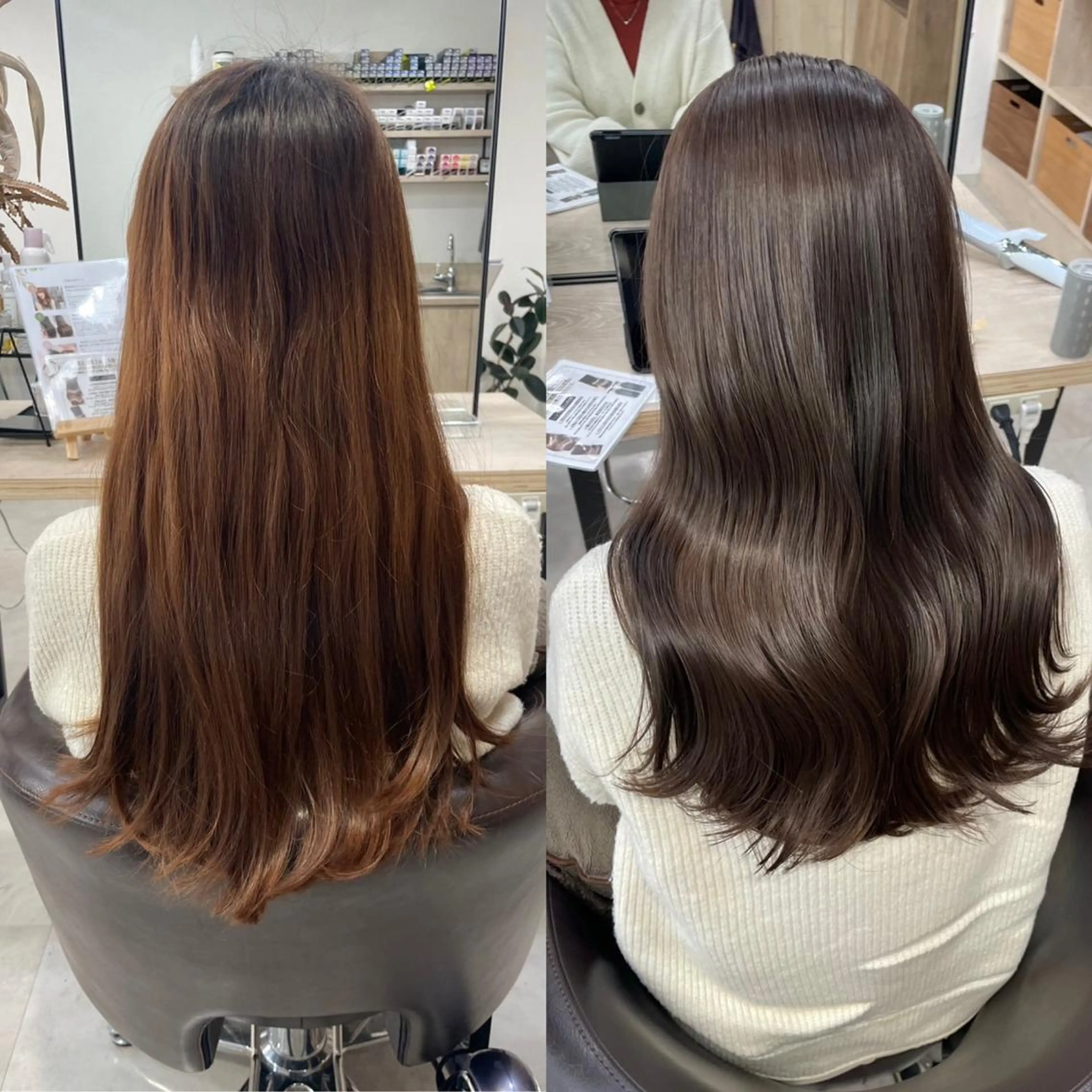 セミロング ボブ 髪質改善 韓国風ヘア レイヤーカット 縮毛矯正 髪質改善/艶カラー 縮毛矯正/山本由梨のヘアスタイル