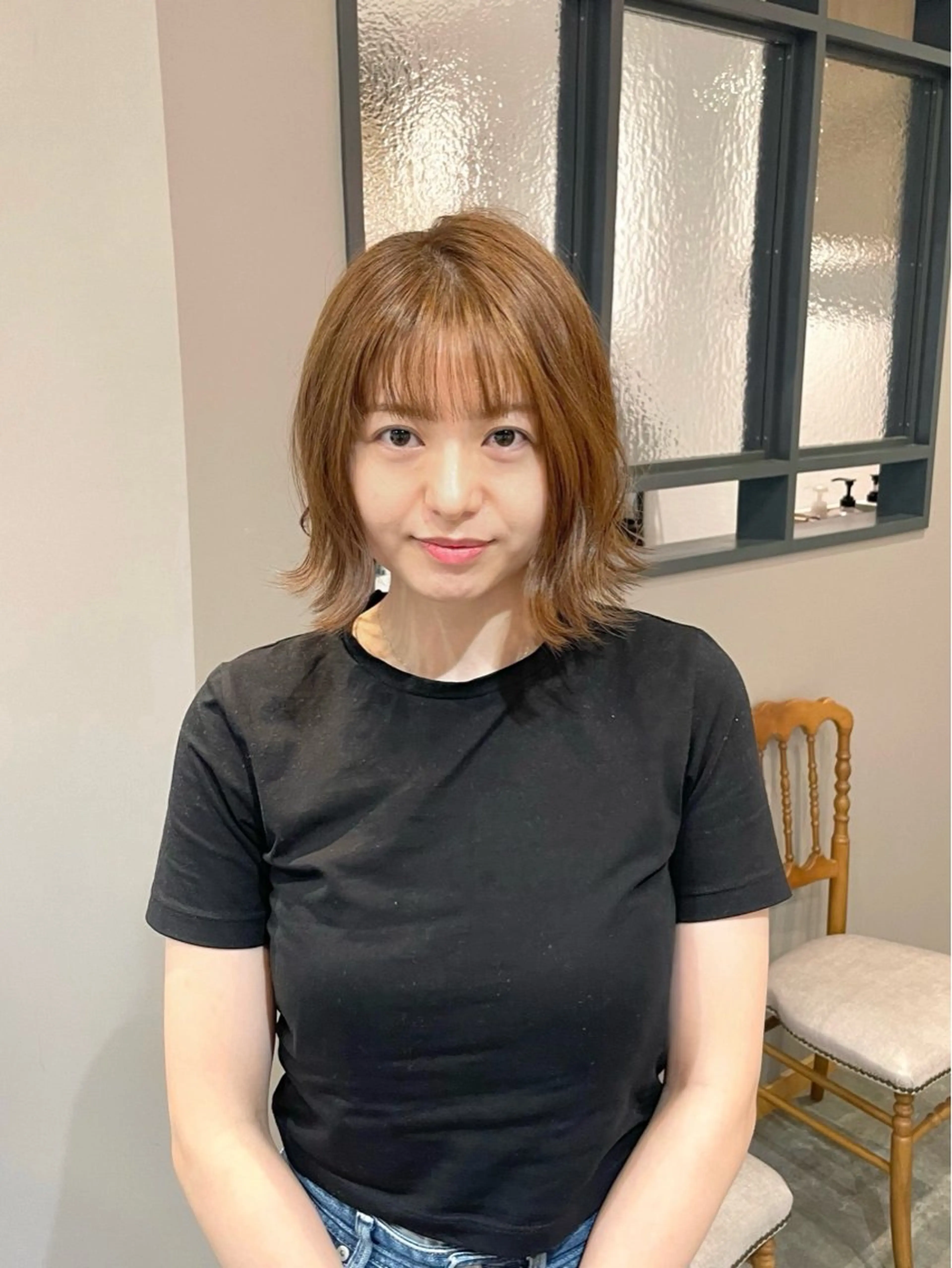ミディアム カラー カット ヘアカラー トリートメント 西村 れいのヘアスタイル