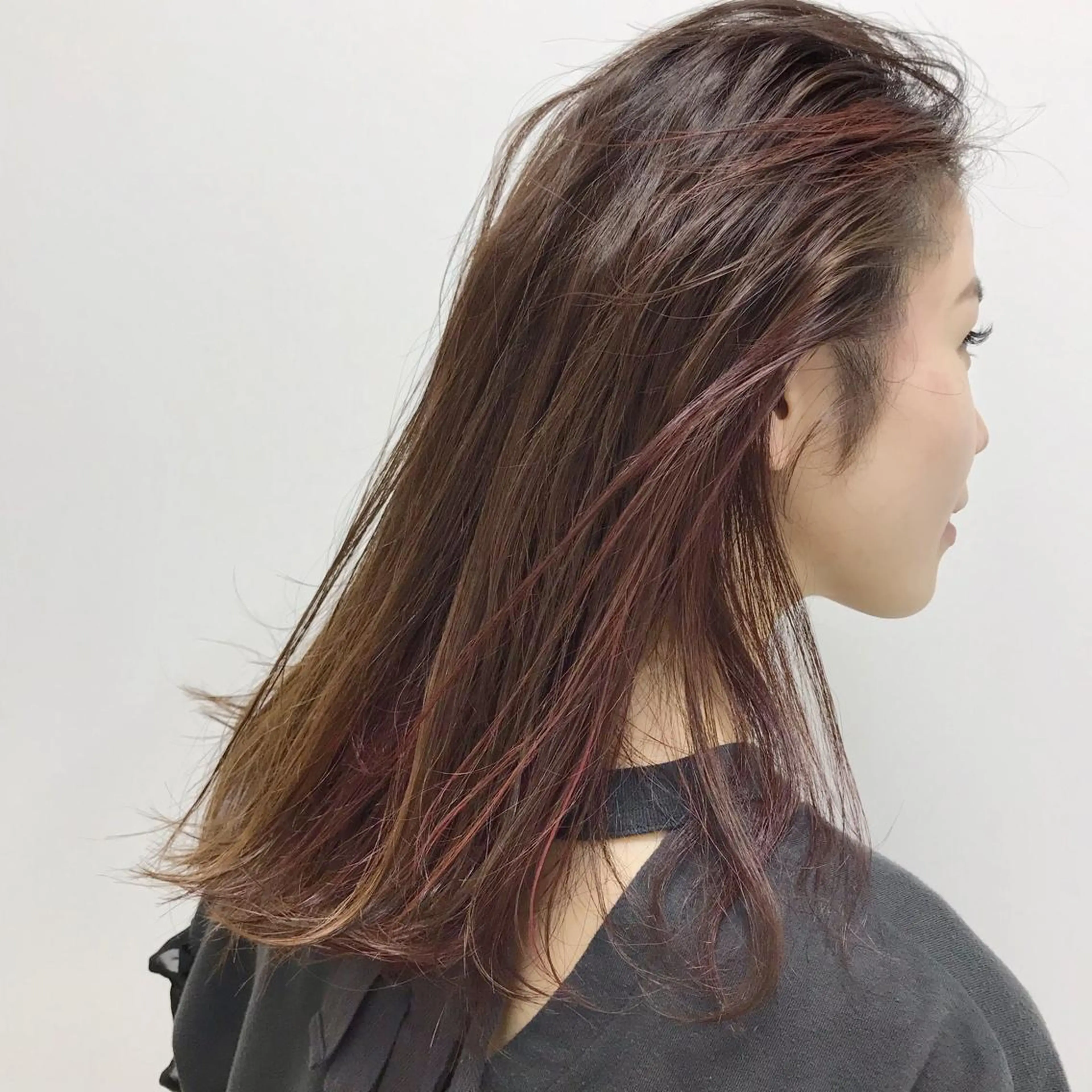 セミロング カラー ピンクカラー HARUNA/ミセス 大人ショートヘアのヘアスタイル