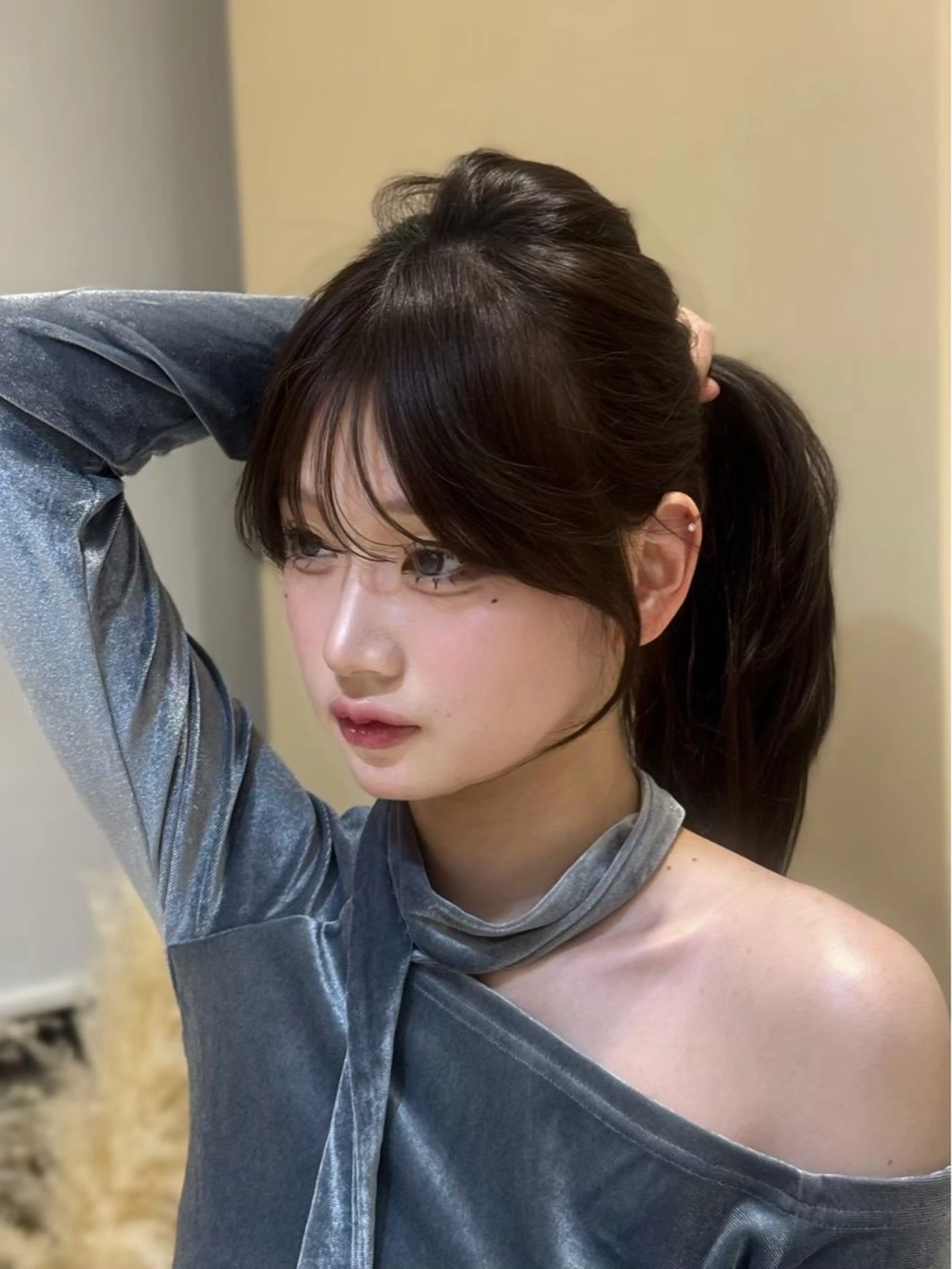 ロング 顔周りカット 小顔カット Hazuki ／韓国ヘア／レイヤーのヘアスタイル