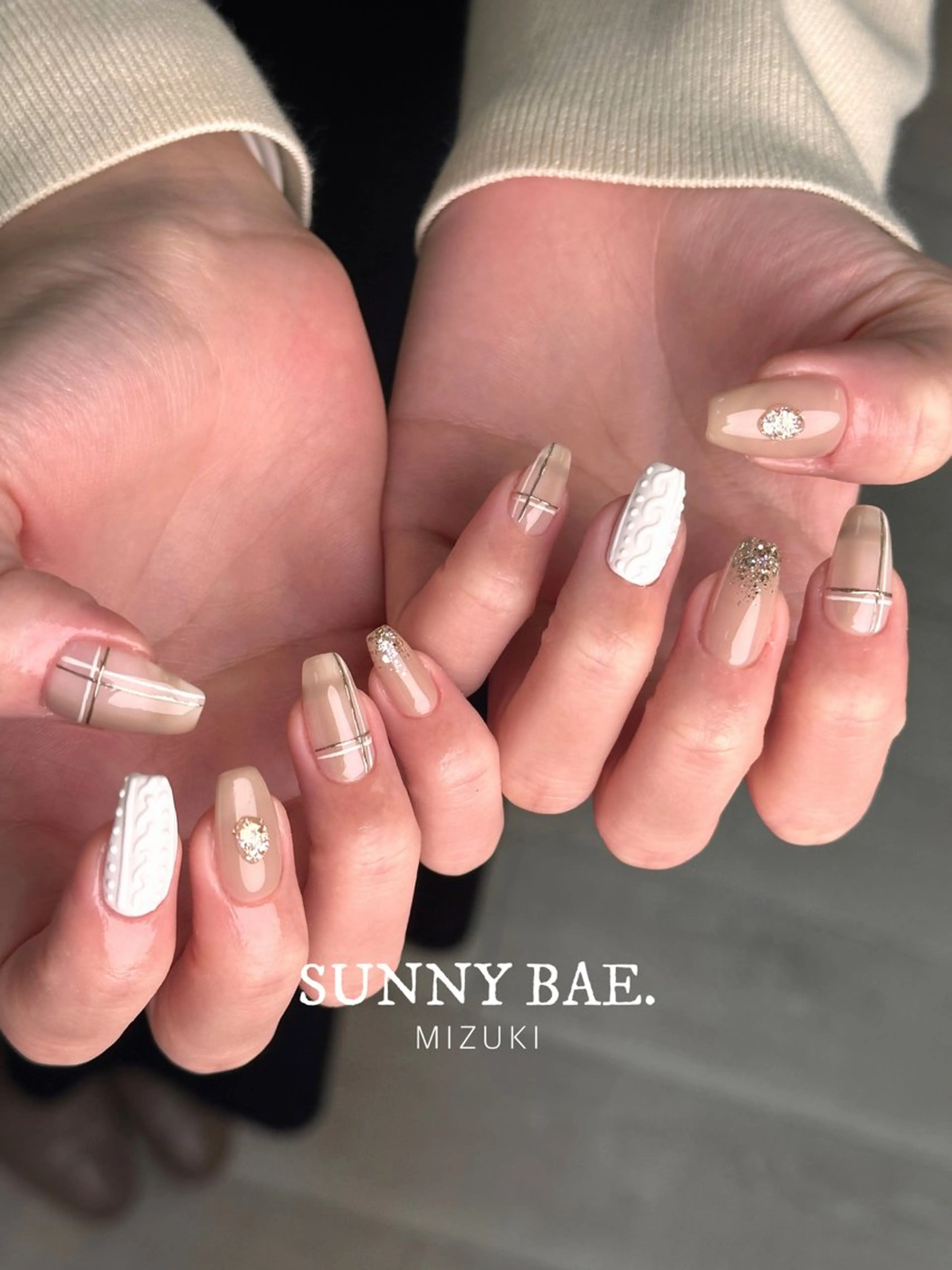 ネイル ブラウン ラメ(グリッター) マットネイル ミラーネイル 冬ネイル 🕊 MIZUKIのネイルデザイン