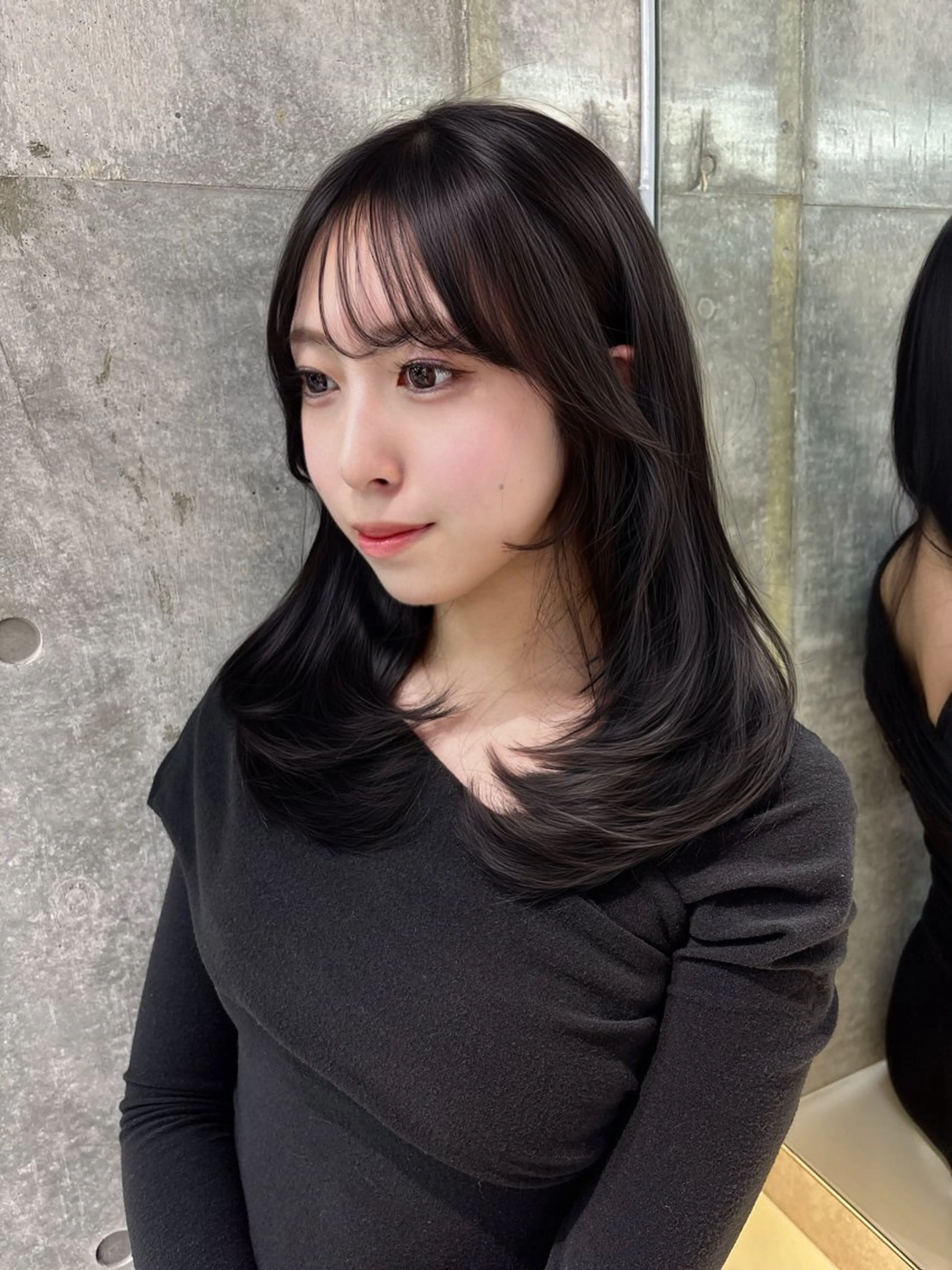 ミディアム カット ヘアカラー トリートメント 顔周り🇰🇷韓国 レイヤー/モエのヘアスタイル