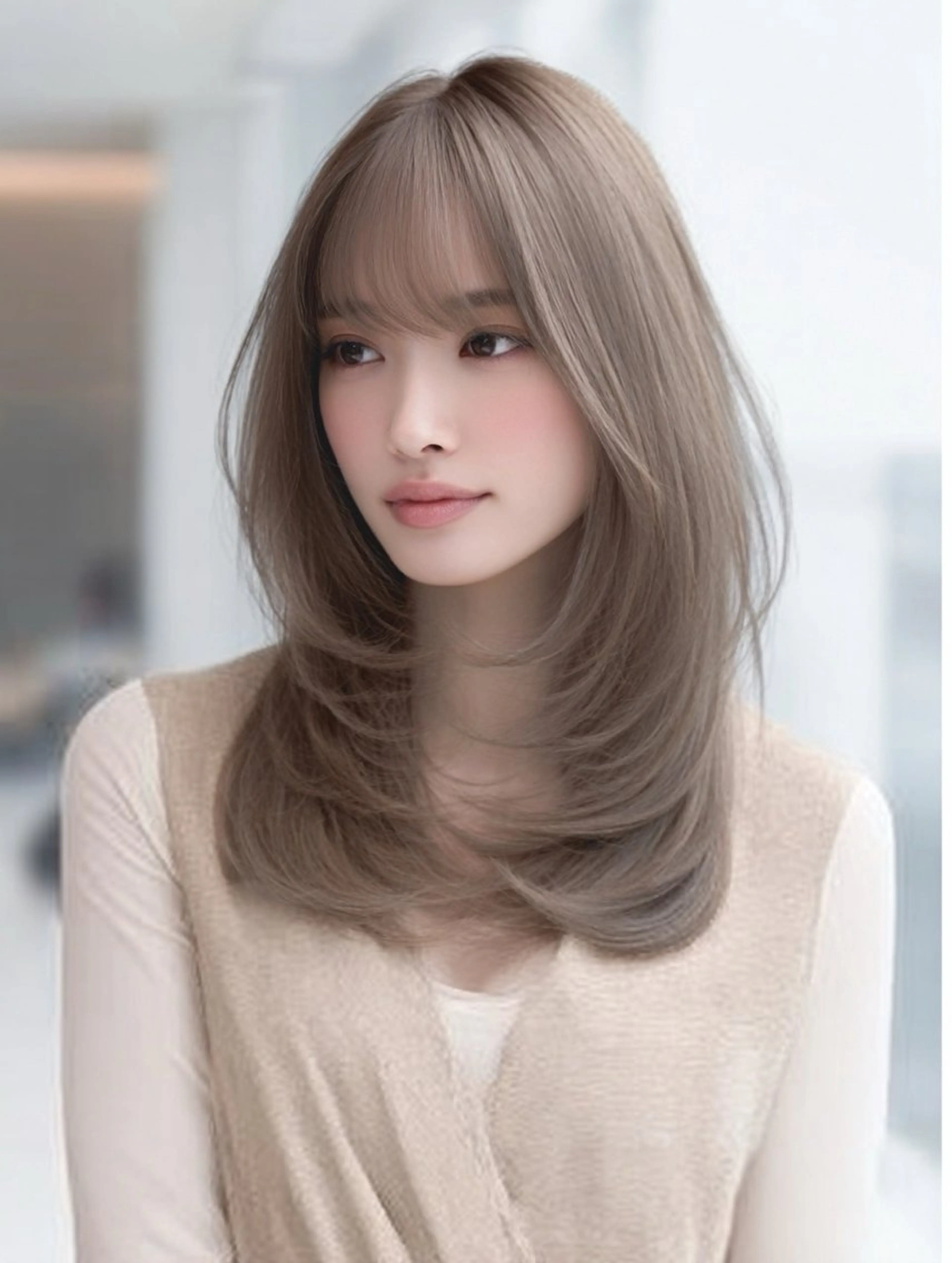 セミロング セミロングパーマ 顔まわりレイヤー 顔周りカット ハッシュカット ハイレイヤー カット 縮毛矯正 トリートメント ✨毛髪診断で絶対綺麗 ✨美髪艶髪専門✨高浪のヘアスタイル