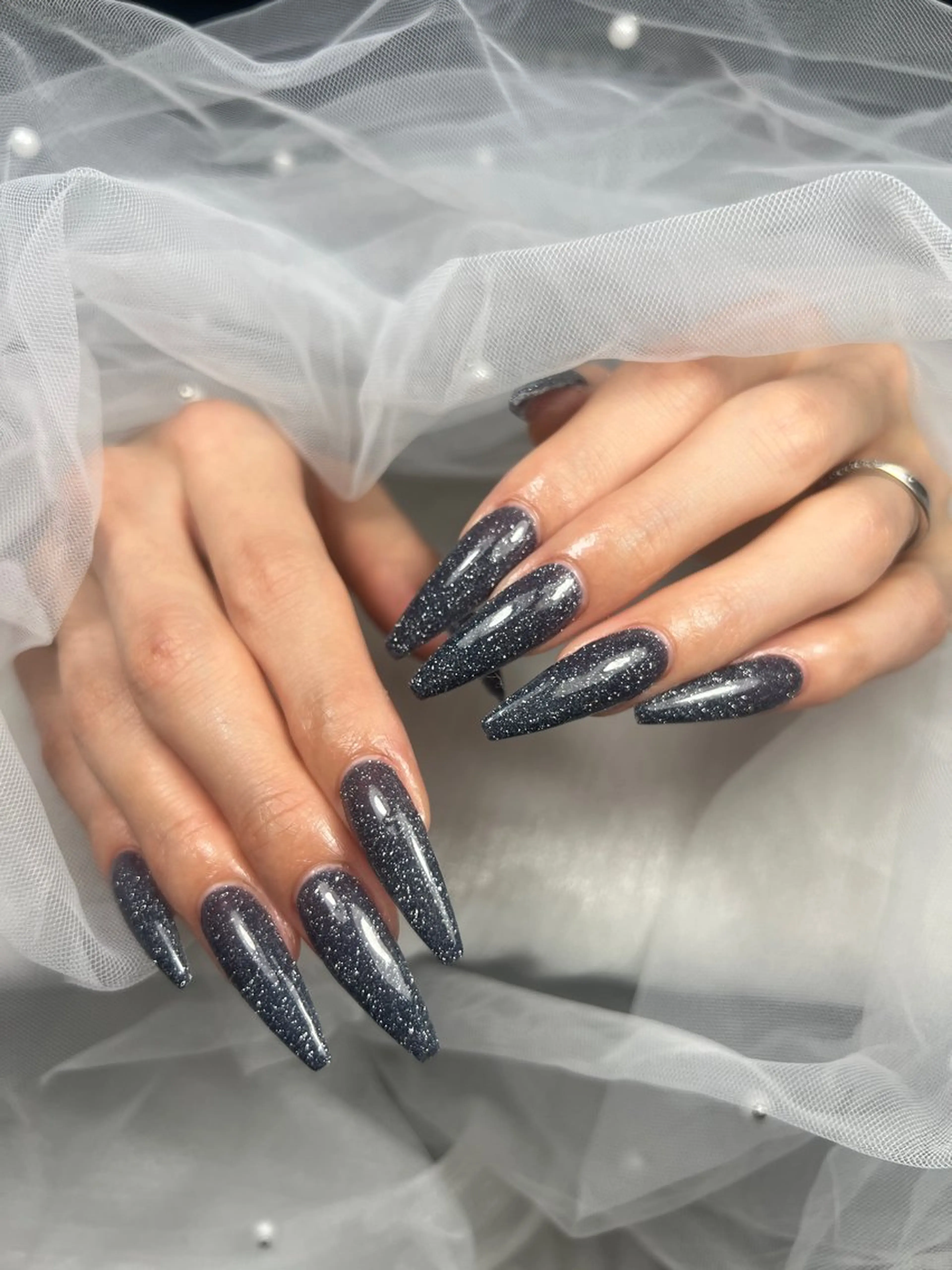 ネイル アートネイル オーロラネイル チークネイル 長さ出し フットネイル ハンドネイル Noiranail_ studio川越西口のネイルデザイン