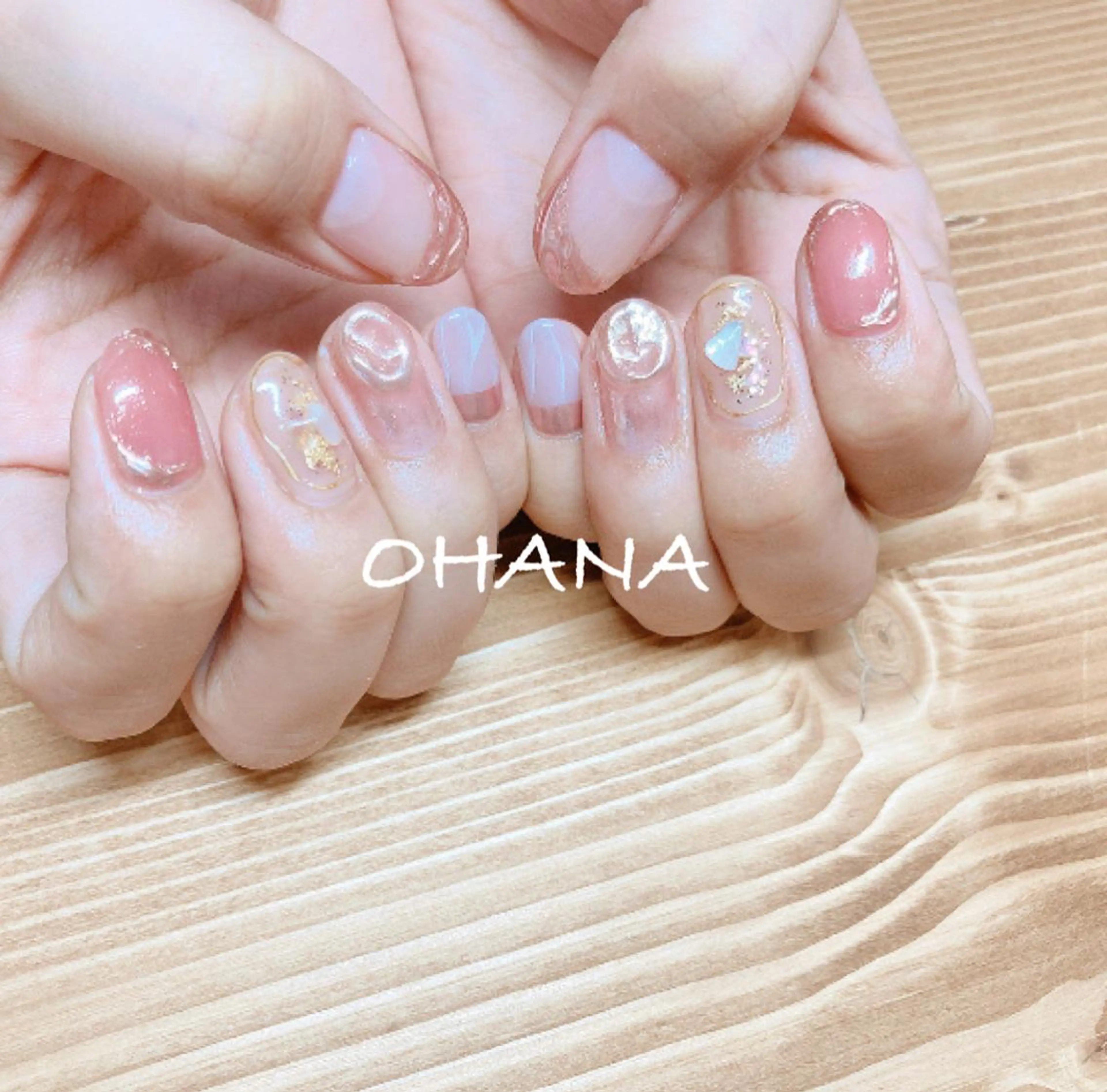 ネイル フットネイル ハート ミラーネイル ニュアンスネイル ショートネイル nailroom  OHANA所属・nailroom OHANA🌴のネイルデザイン