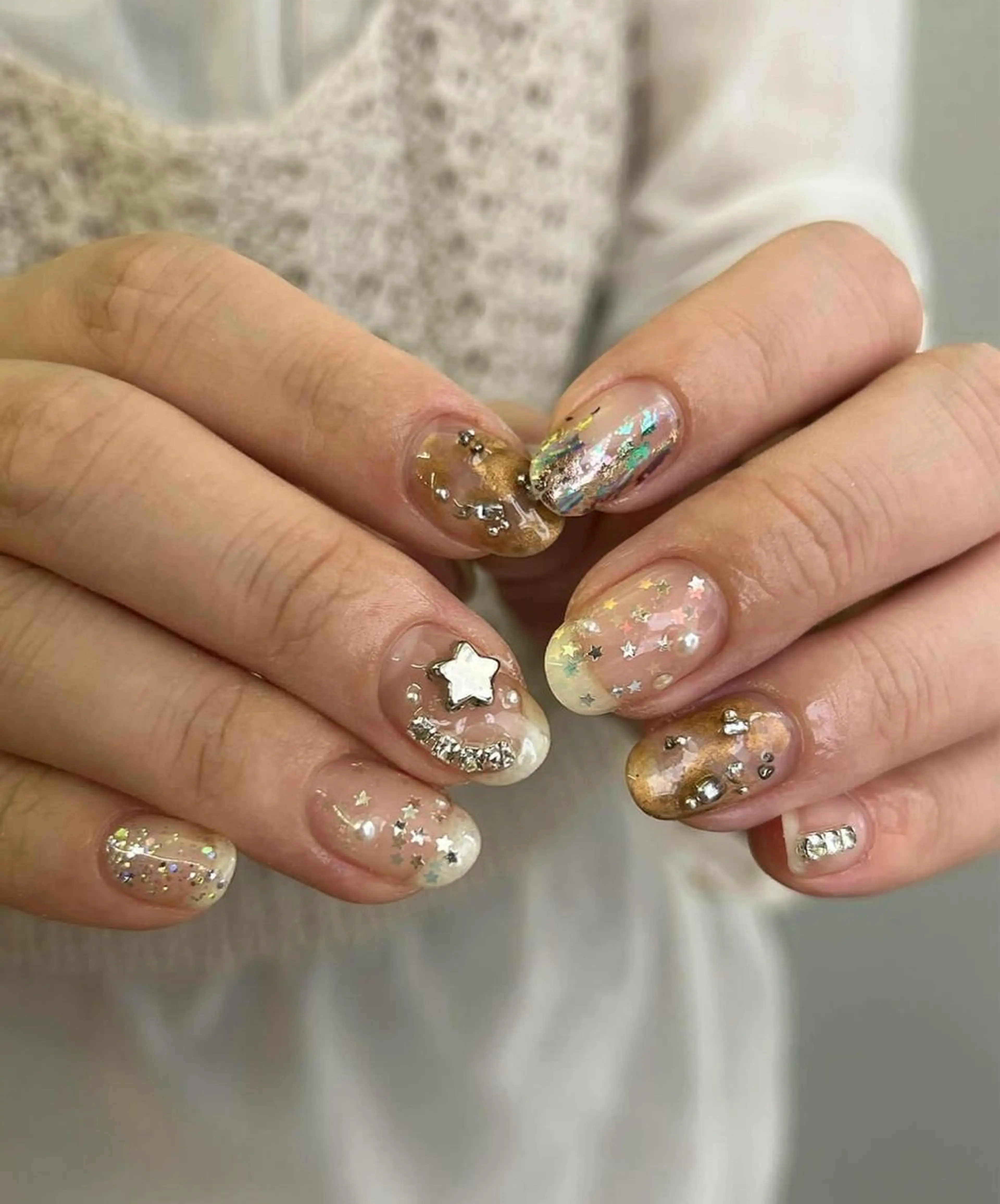 メンズ ネイル クリアネイル フットネイル ジェルネイル ゴールド メンズネイル ハンドネイル añil所属・anil miyuのネイルデザイン