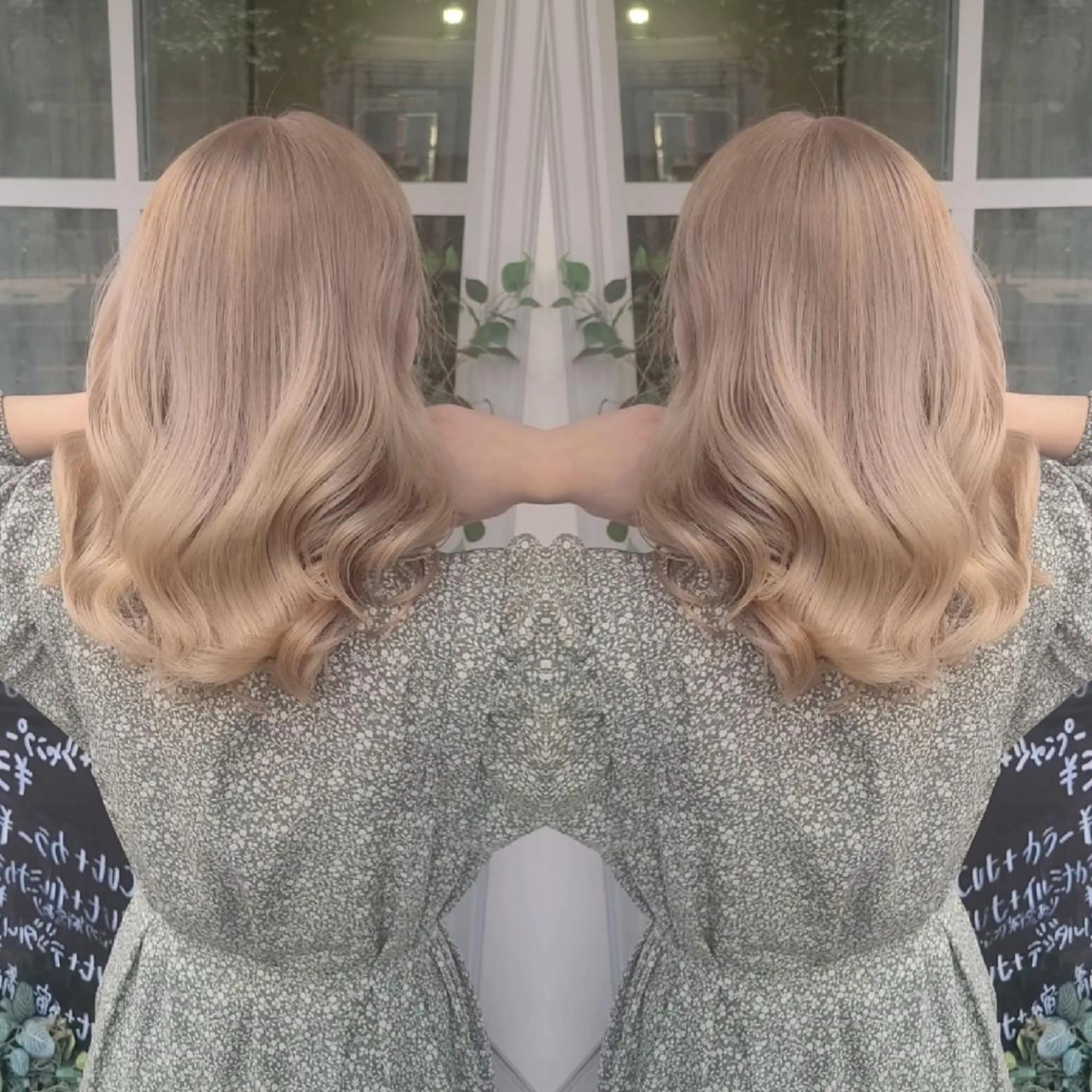 ミディアム カラー アッシュ アッシュグレー バレイヤージュ ベージュカラー ブリーチ ヘアカラー cherie所属・バレイヤージュ/ ハイライト/大内格のヘアスタイル