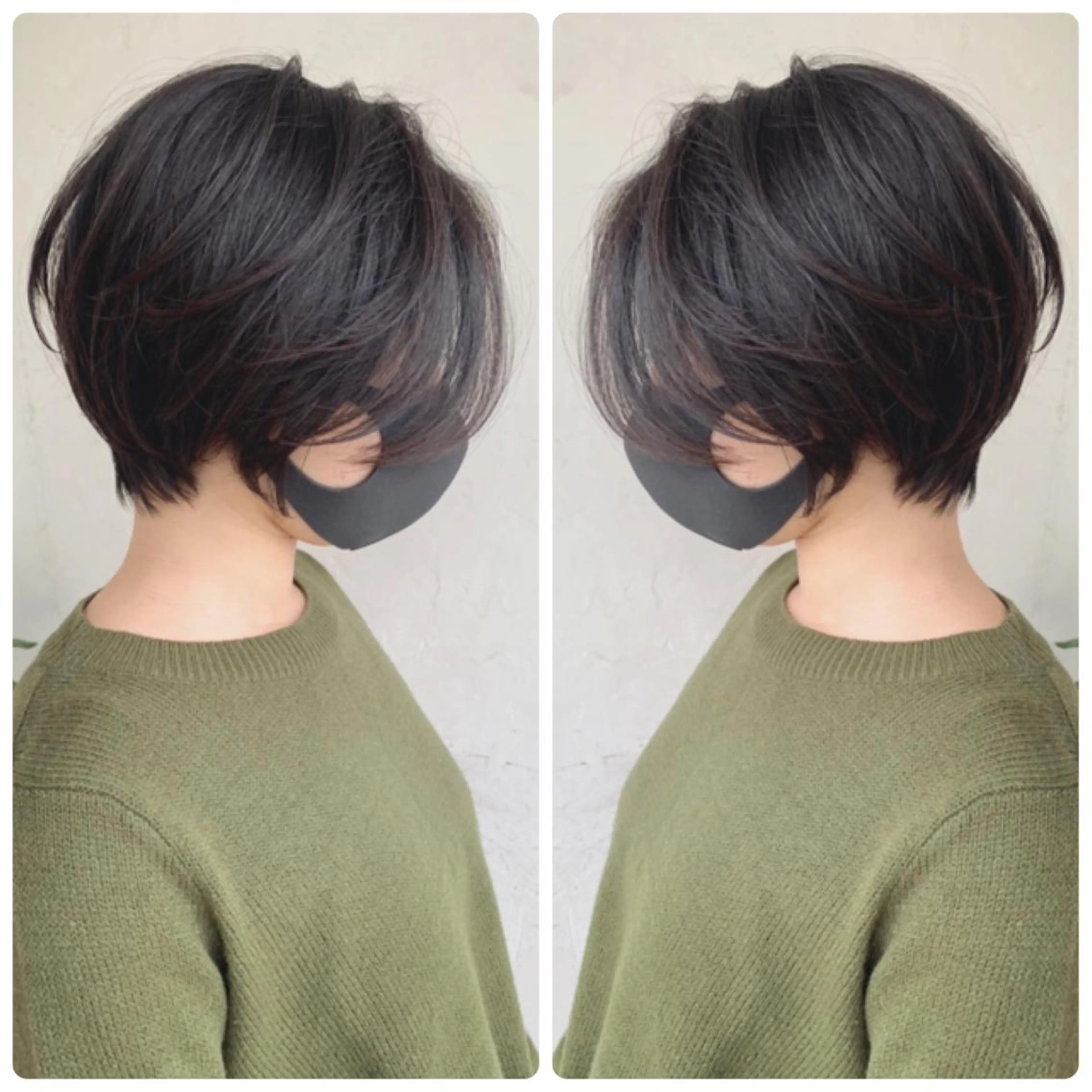 ショート ボブ セシルカット 外国人風カラー ハイライト レイヤーカット カット トリートメント 京都大人女性ショート 徒歩1分/秋山のヘアスタイル