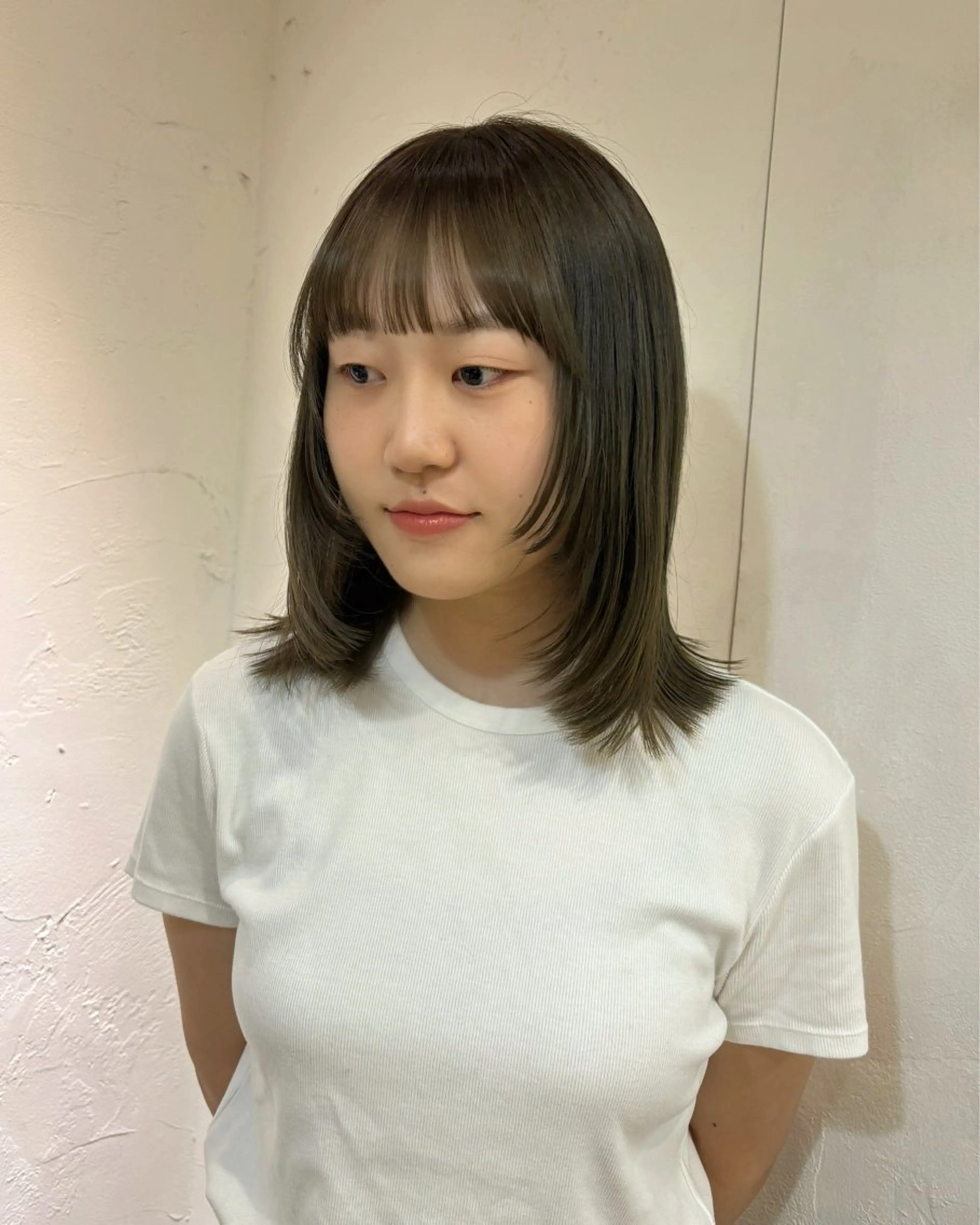 ミディアム カラー カット ヘアカラー トリートメント オリーブ/縮毛♡ Natsuno🩰のヘアスタイル