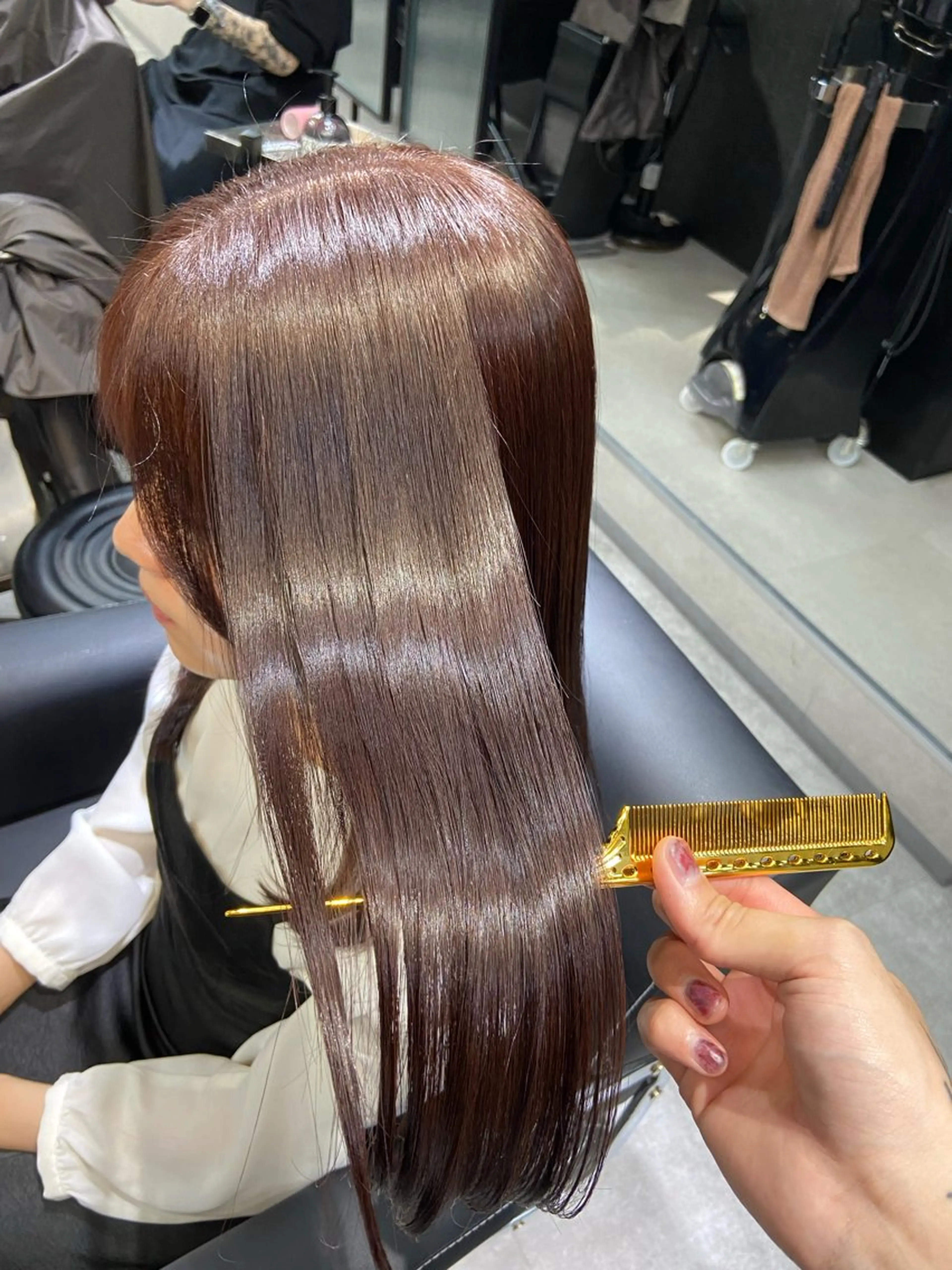 セミロング ピンクブラウン 髪質改善 トリートメント カット ヘアカラー トリートメント 🦉静かに過ごしたい 方、個室席🦉タナカのヘアスタイル