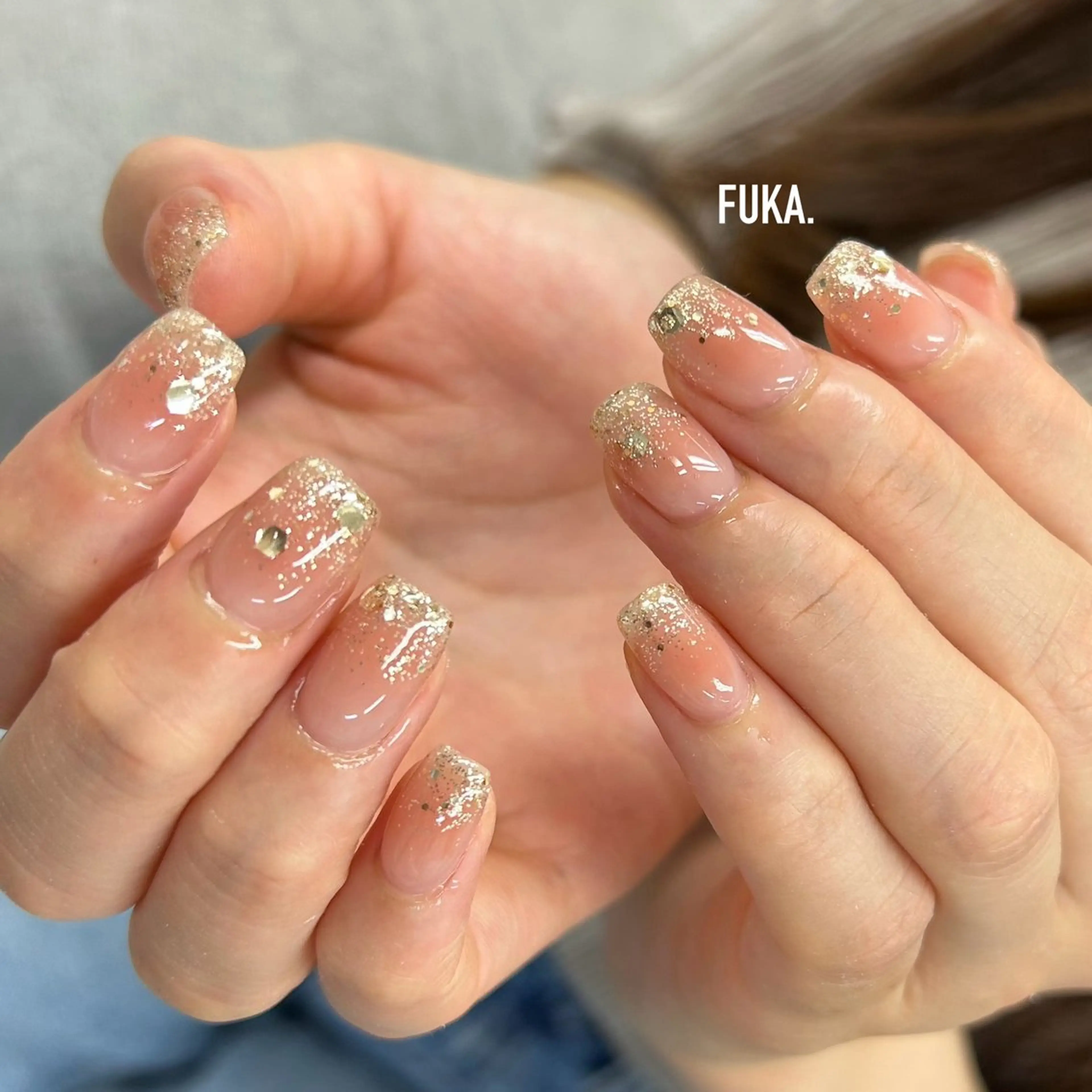 ネイル チークネイル グラデーション 韓国ネイル ラメ(グリッター) ラメグラデーション ハンドネイル ネイルサロンAnela【アネラ】所属・Nail♡Fuka. /4月予約受付中のネイルデザイン