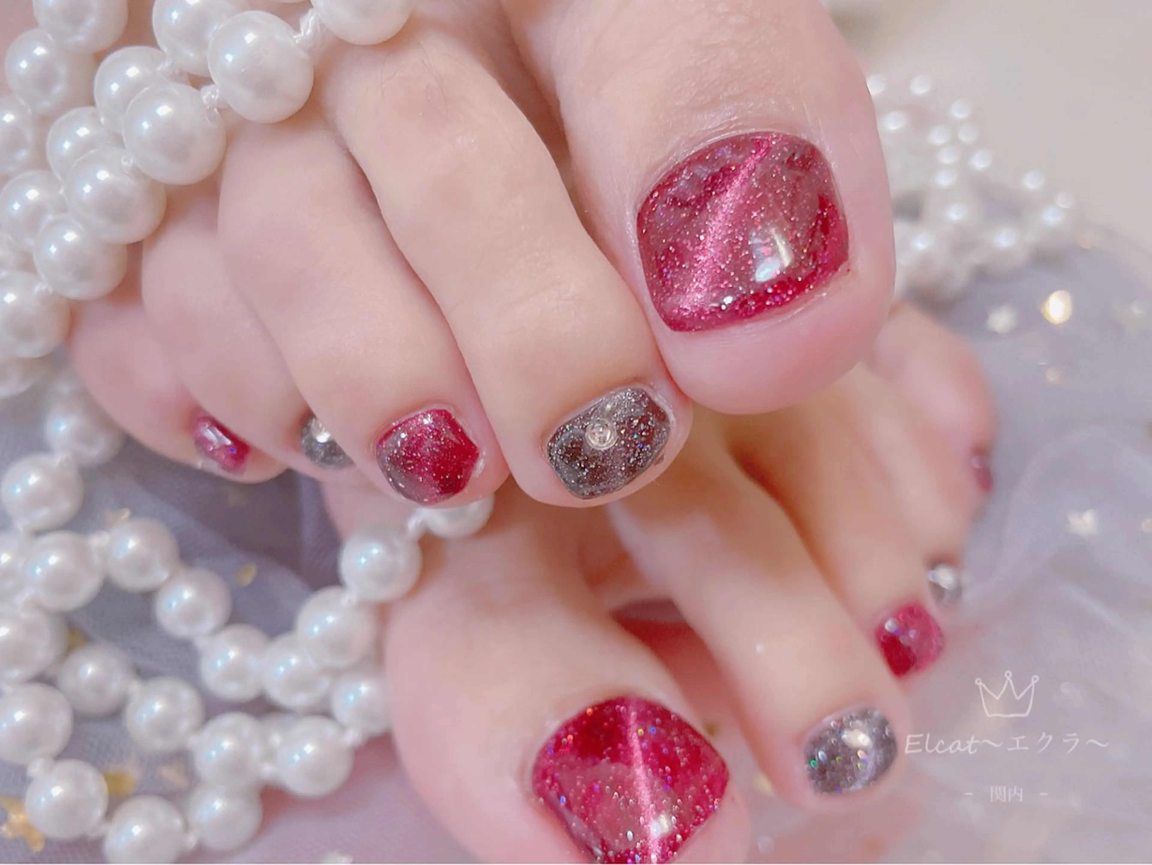 【フット】💕話題のマッグネットネイルorミラーネイルorフラッシュネイル！！の写真