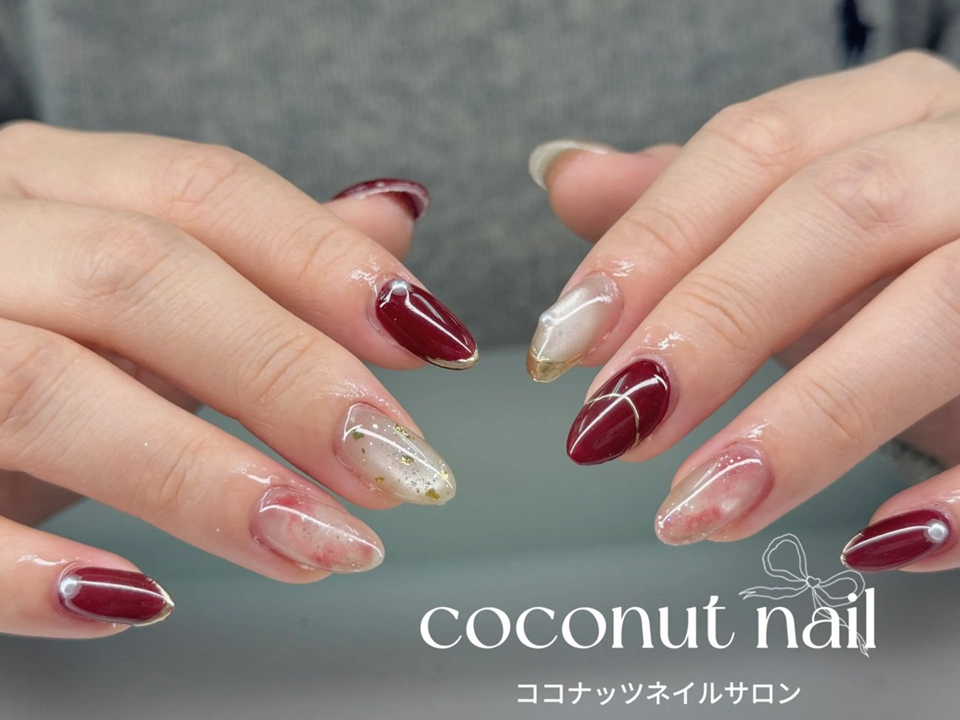 ネイル べっ甲ネイル フレンチネイル キラキラネイル マグネットネイル 大理石ネイル(マーブル) ハンドネイル 神田 ココナッツのネイルデザイン