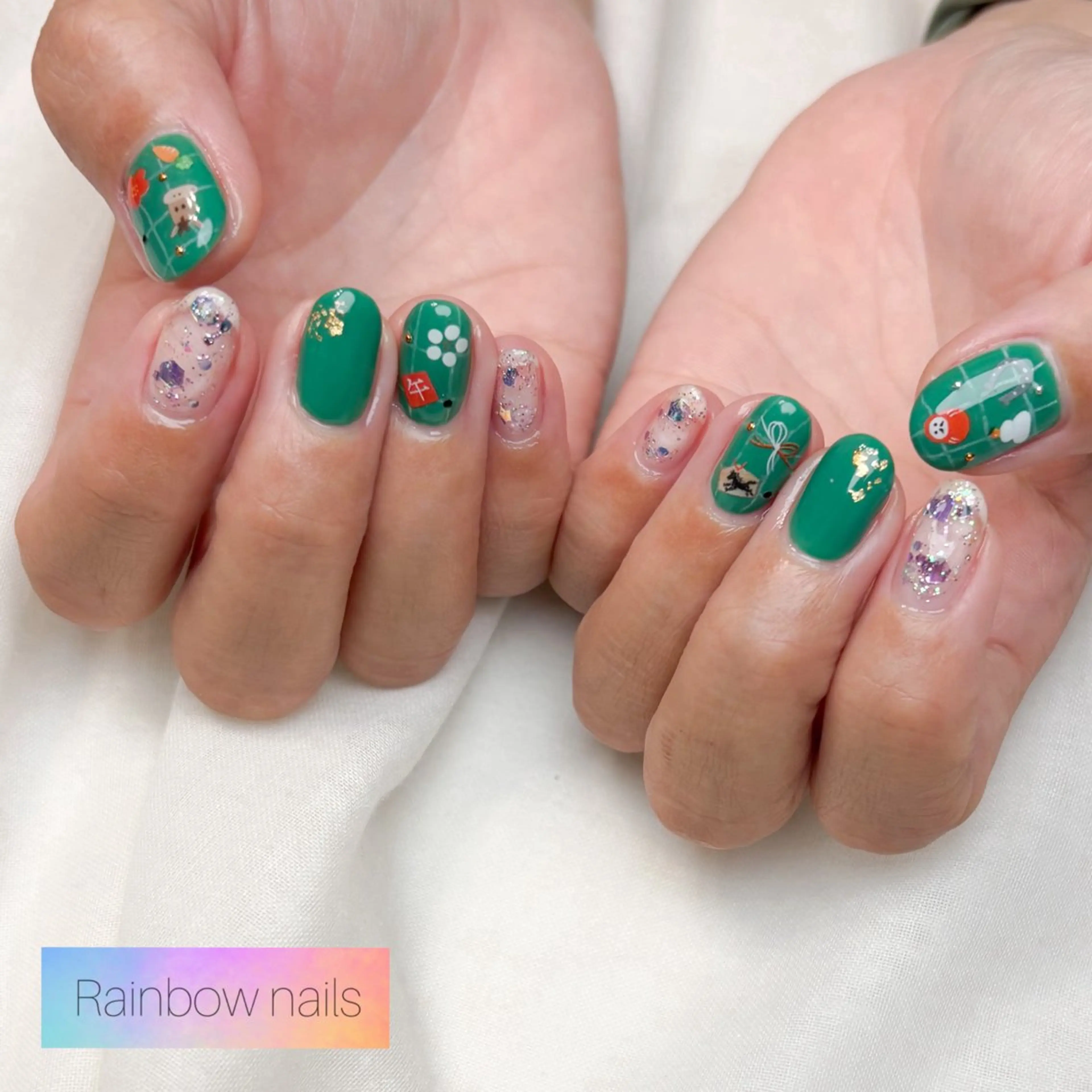 ネイル ハンドネイル Rainbow nailsくろちゃんのネイルデザイン