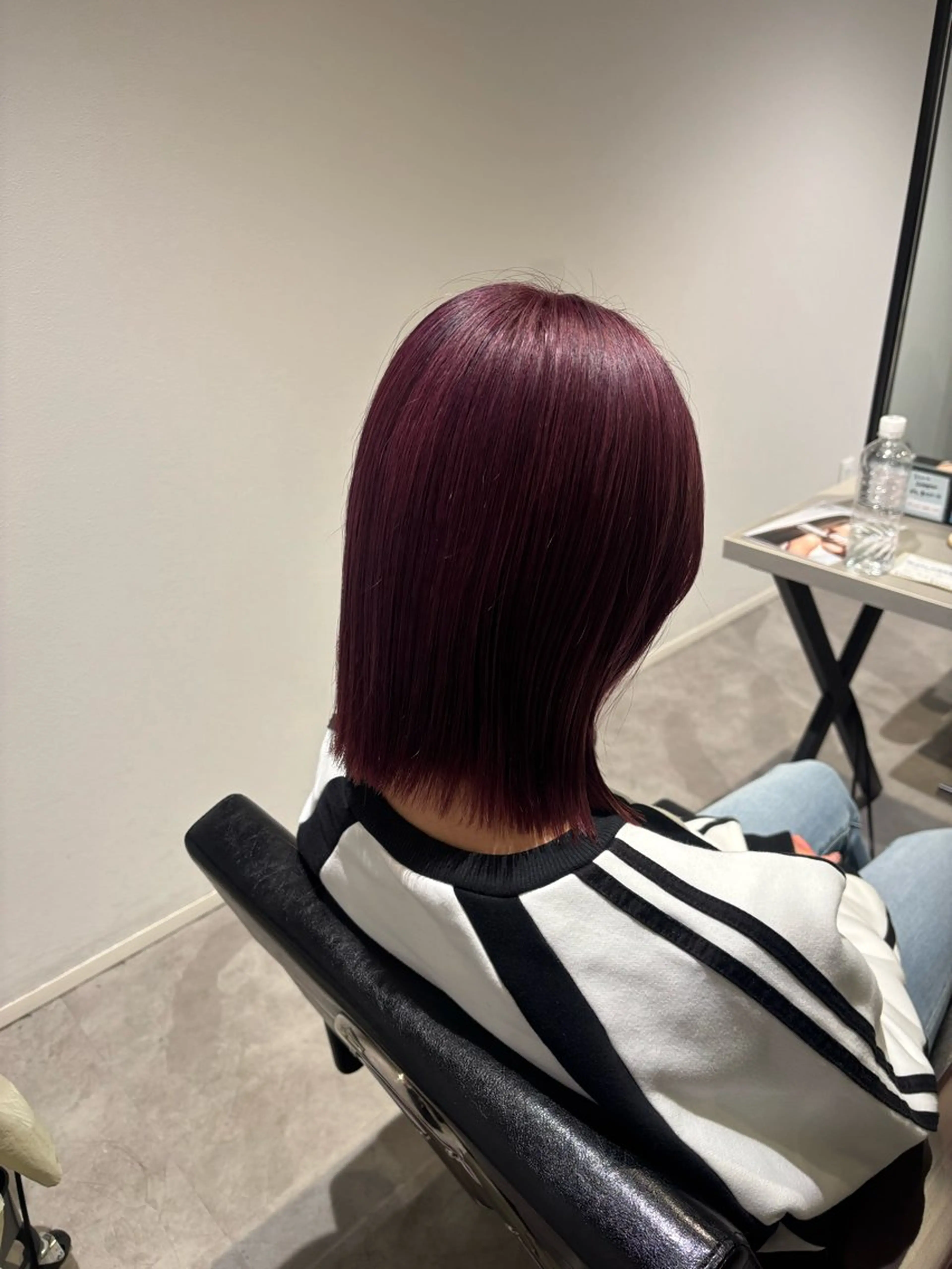 ミディアム ピンクラベンダー ヘアカラー YURINO /ボブ ベージュ/ハイトーンのヘアスタイル