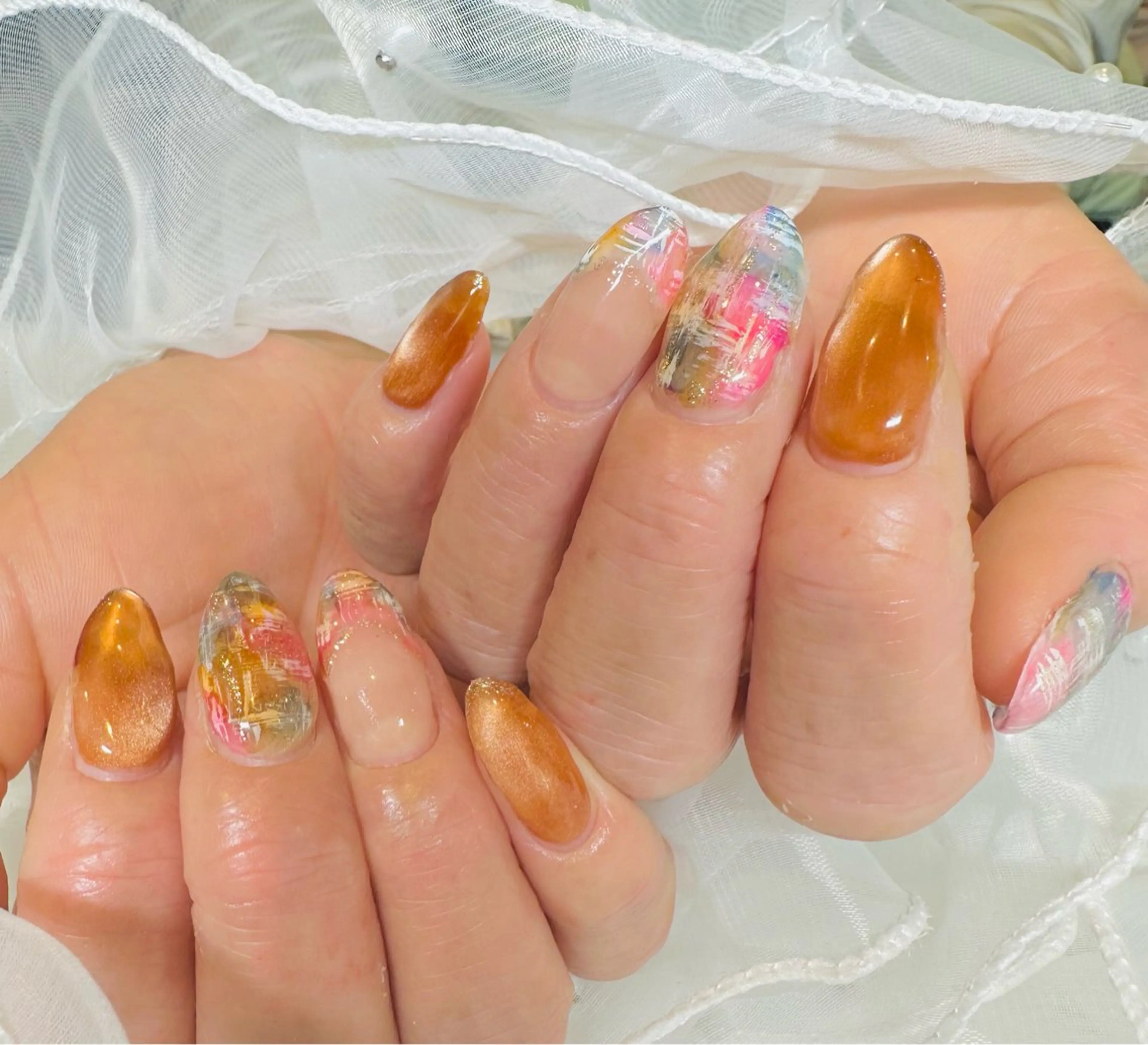 ネイル ニュアンスネイル ツイードネイル ハンドネイル 田端 笑理菜のネイルデザイン