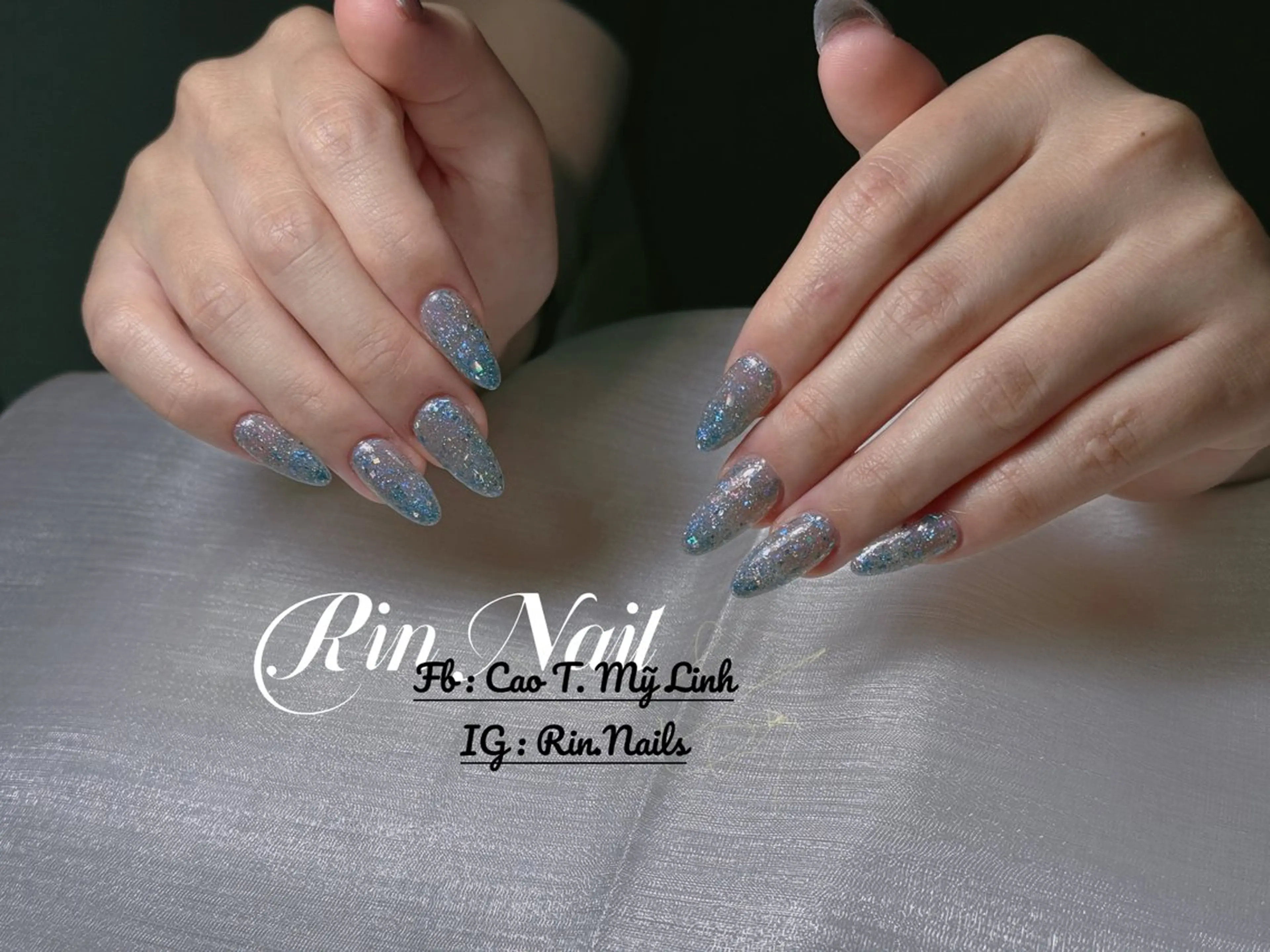 ネイル ブルー キラキラネイル ラメ(グリッター) Rin Nailのネイルデザイン