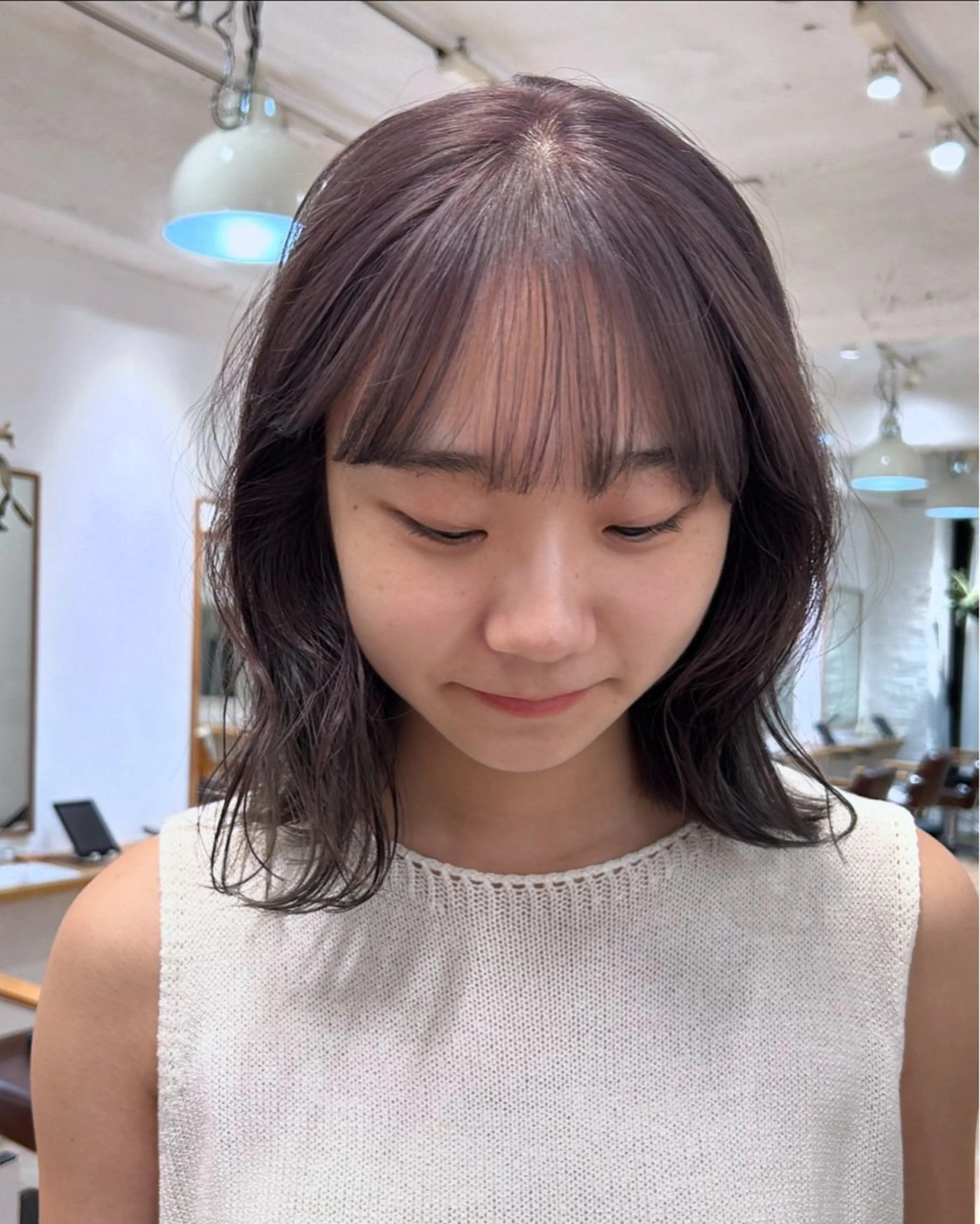 ミディアム カラー カット ヘアカラー トリートメント じゅわっと暖色カラー 🍊Moemiのヘアスタイル