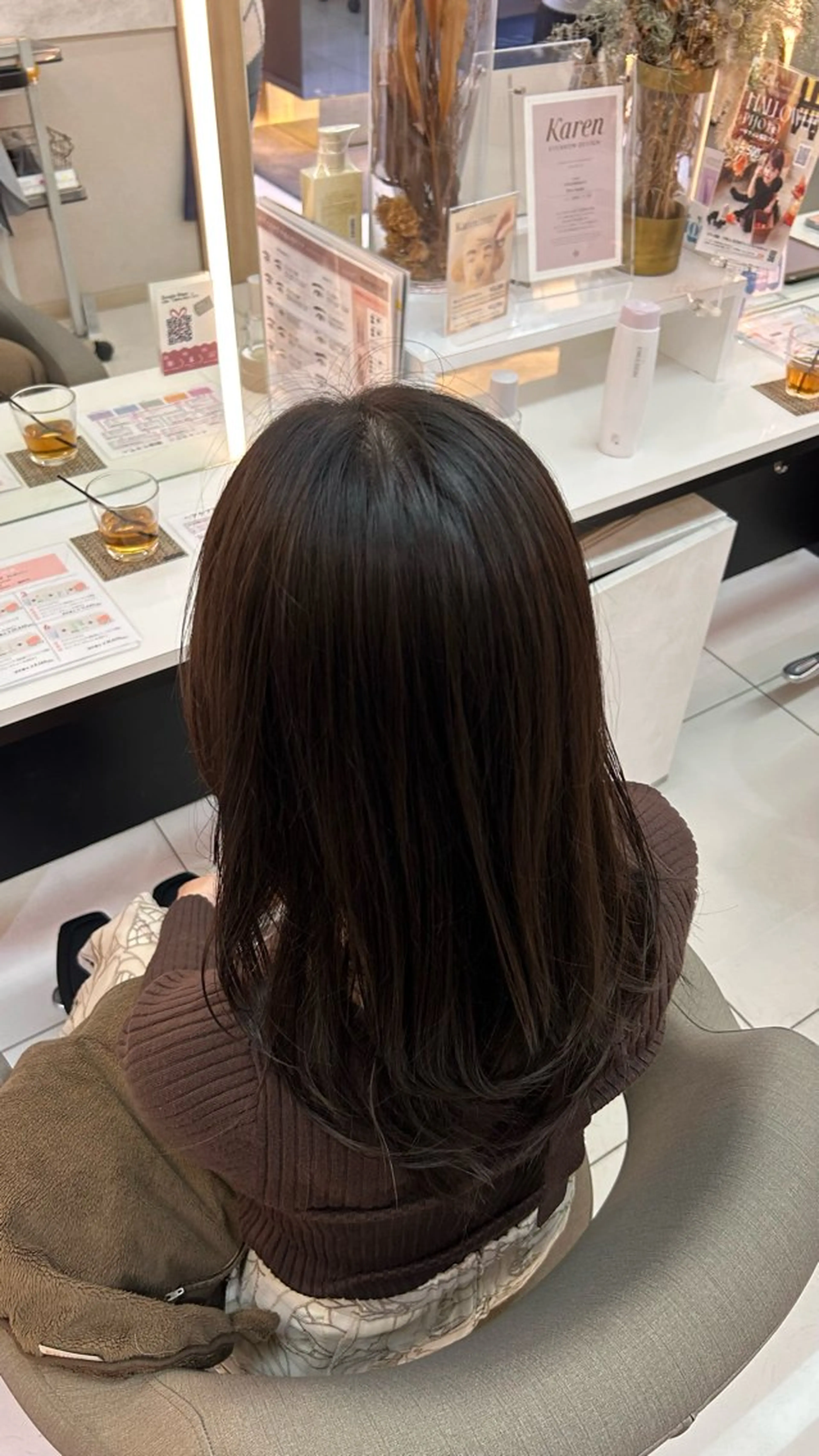 ミディアム レイヤーカット カット ヘアカラー コテ巻きパーマ/ 韓国レイヤー/なおのヘアスタイル