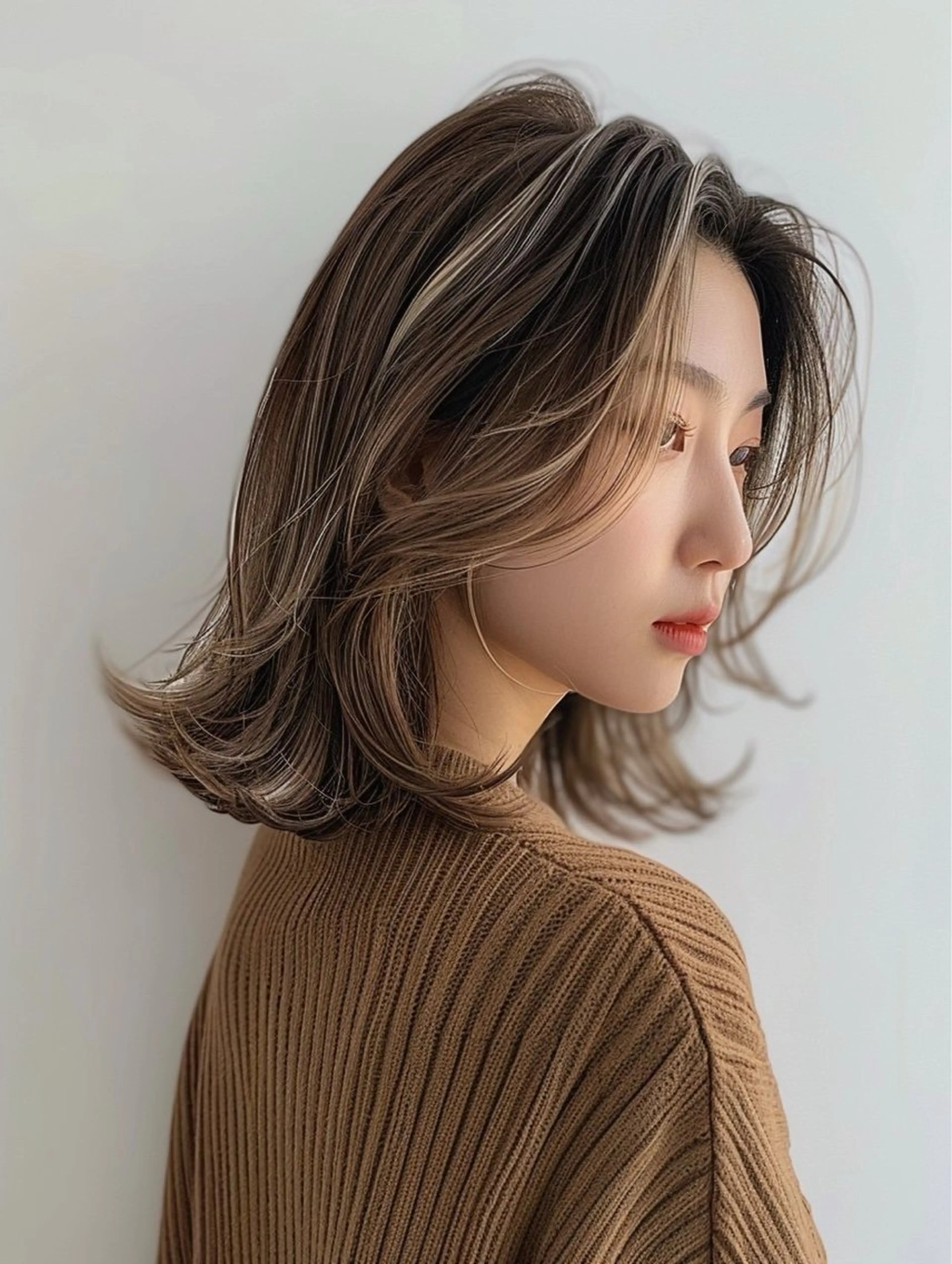 ミディアム カラー カット ヘアカラー トリートメント レイヤー×顔周 り×髪質改善/MIUのヘアスタイル