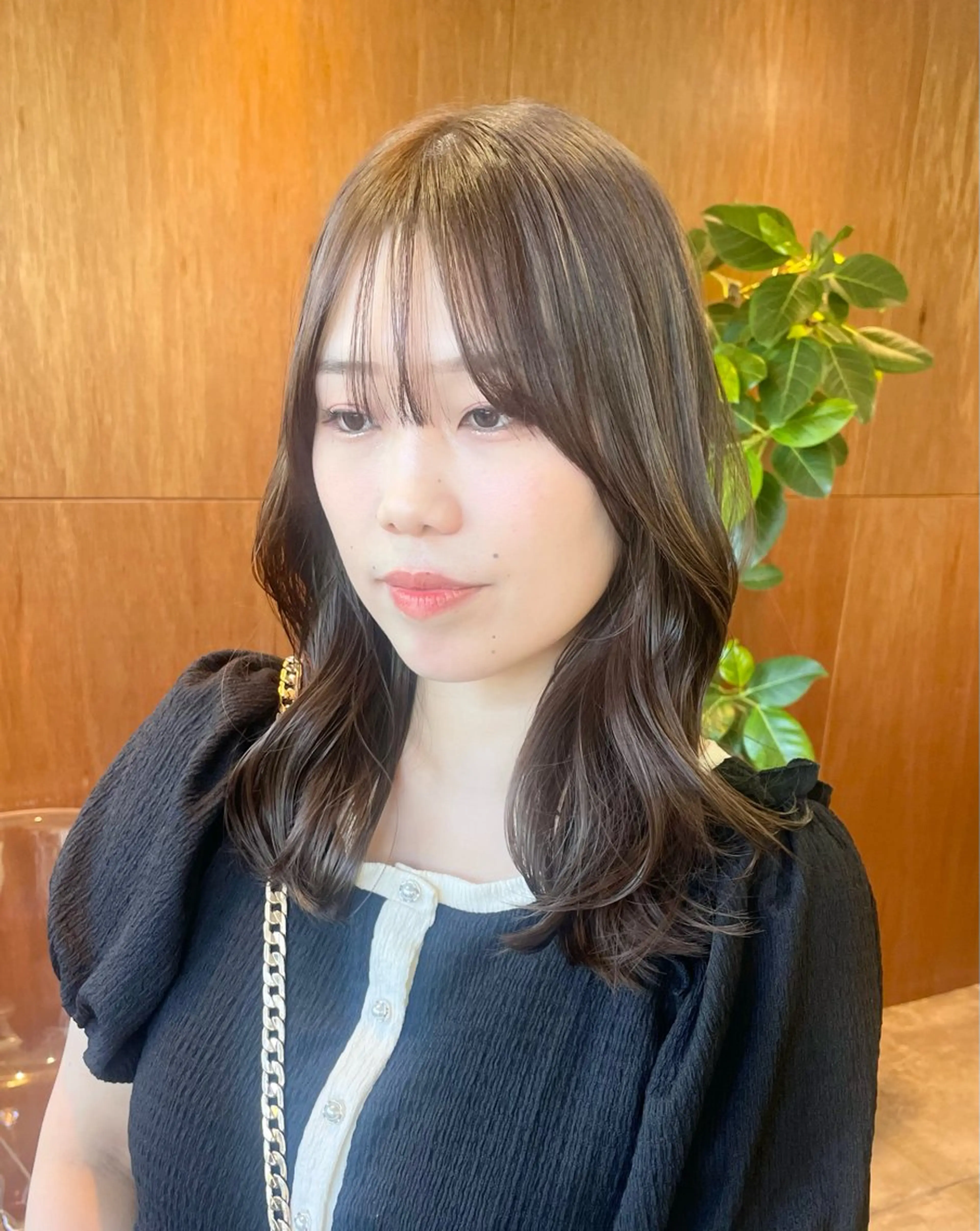 ミディアム カット ヘアカラー トリートメント yukii しまむら のぞみのヘアスタイル