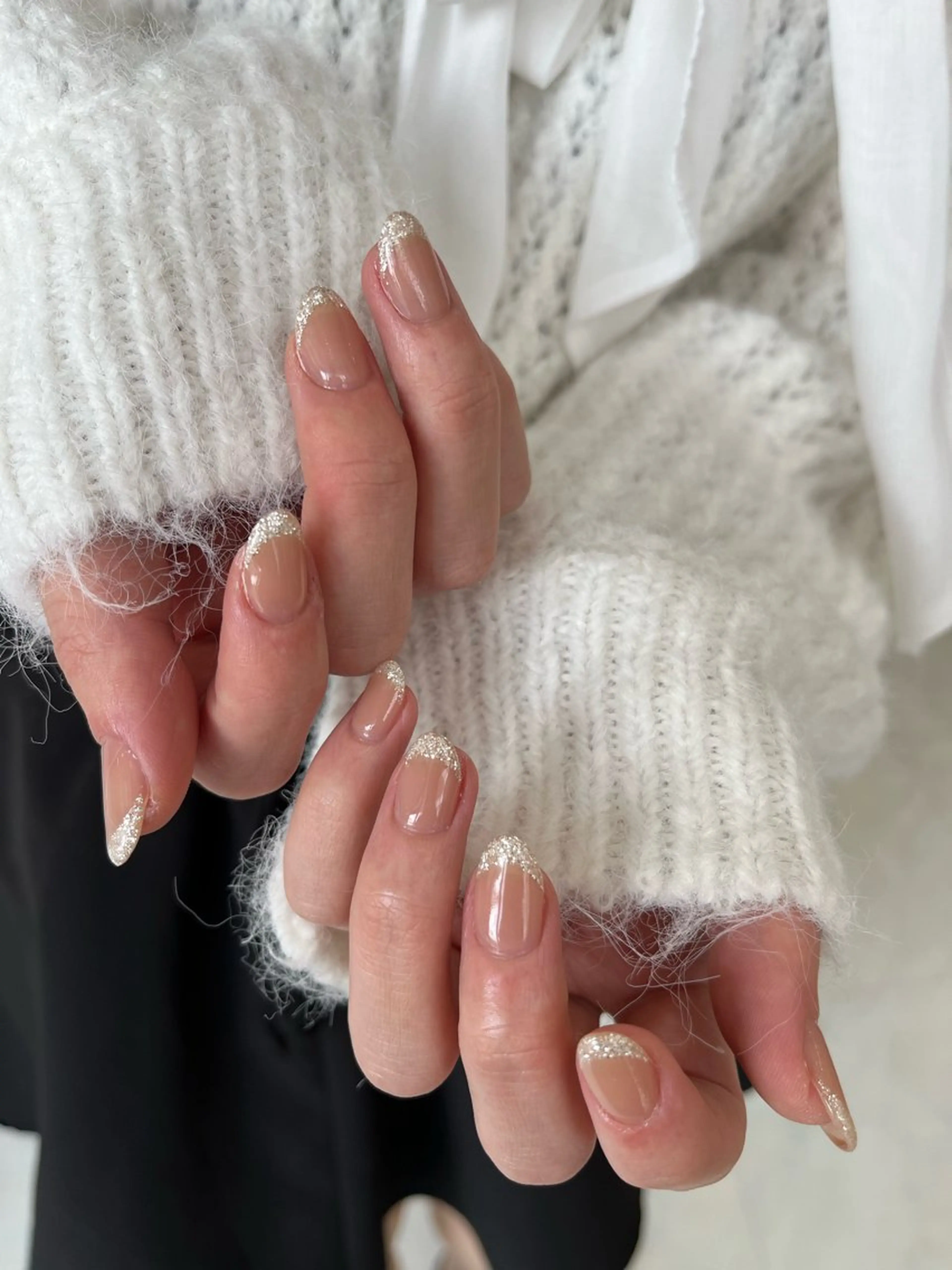 ネイル フレンチネイル ラメ(グリッター) Rich to 福岡のネイルデザイン