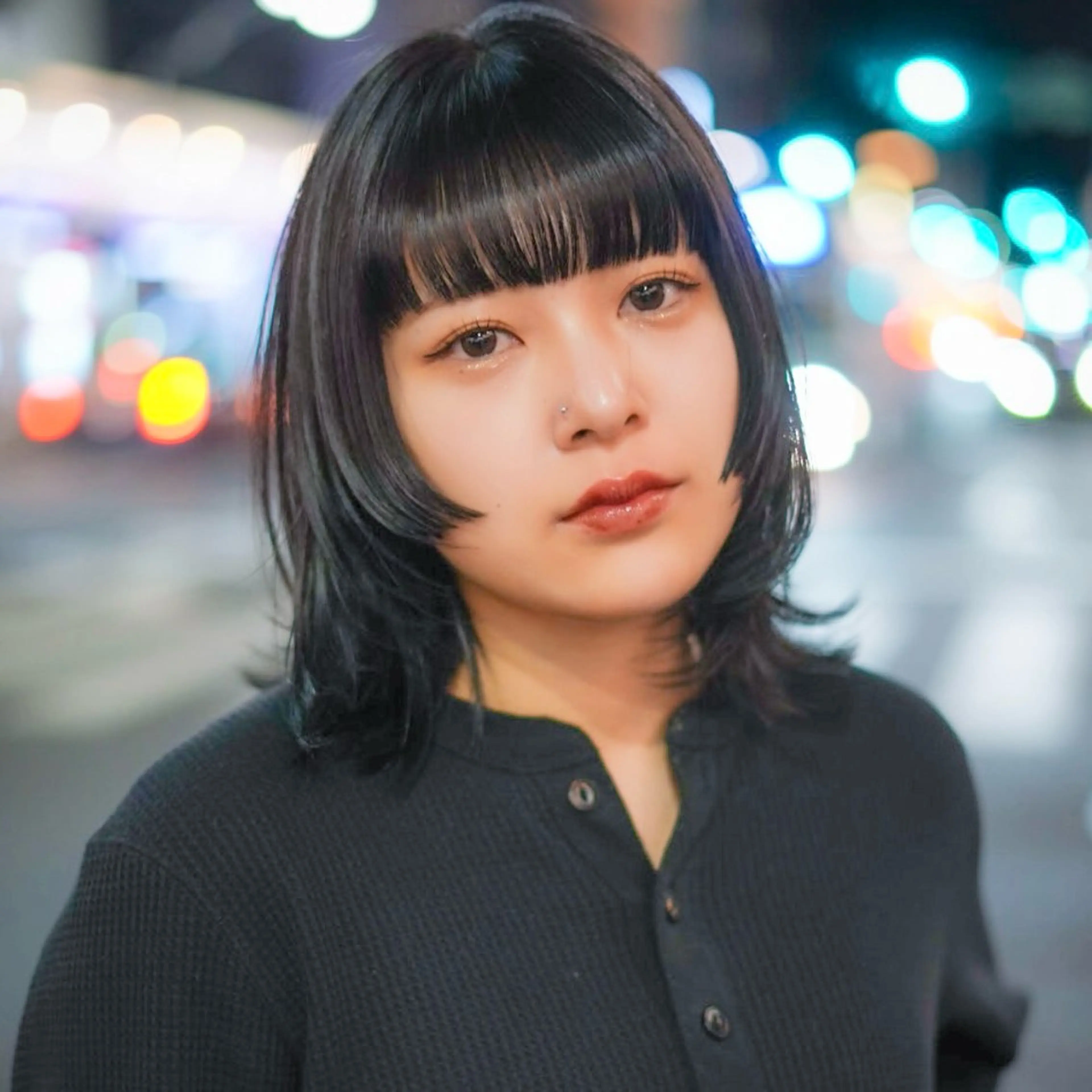 ミディアム カラー ボブ 顔周りカット 髪質改善 レイヤーカット 似合わせカット パーマ 縮毛矯正 【nui 茨木】 清水優のヘアスタイル