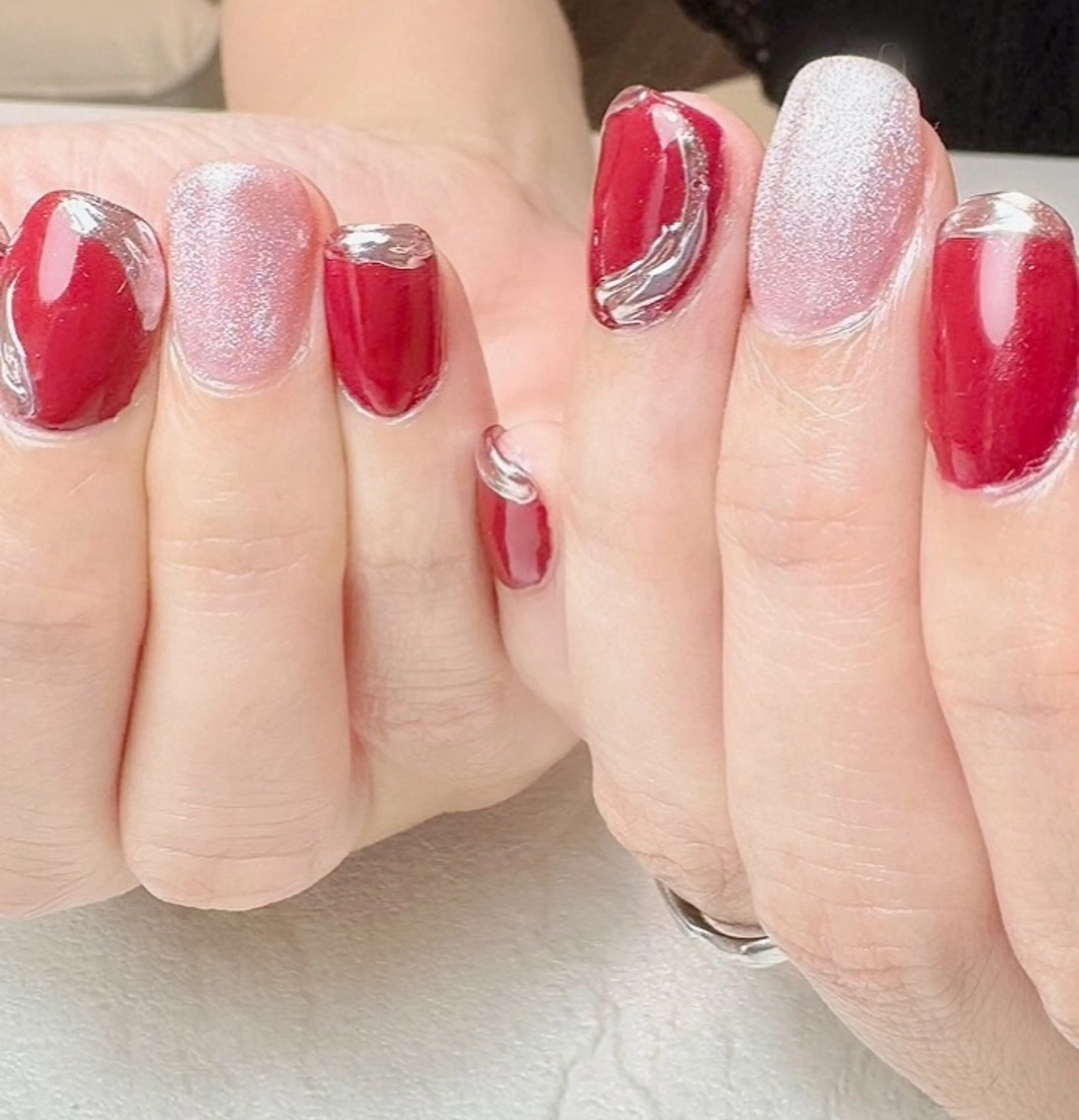 ネイル マグネットネイル ミラーネイル ニュアンスネイル ハンドネイル Nail Salon K 🧸美爪育成のネイルデザイン