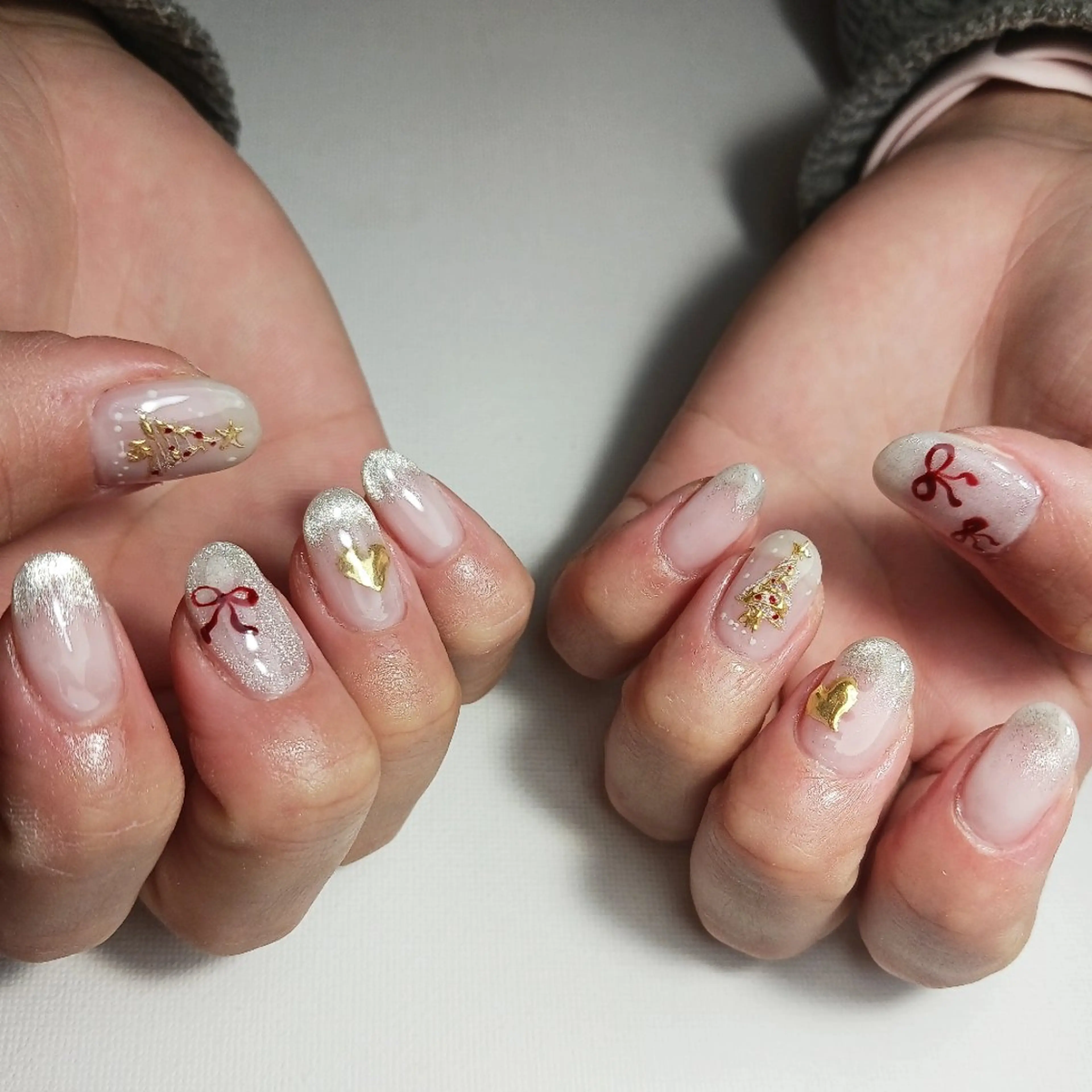 ネイル ジェルネイル ハート マグネットネイル 持ち込み リボン ハンドネイル owlnail /持込みデザイン専門のネイルデザイン