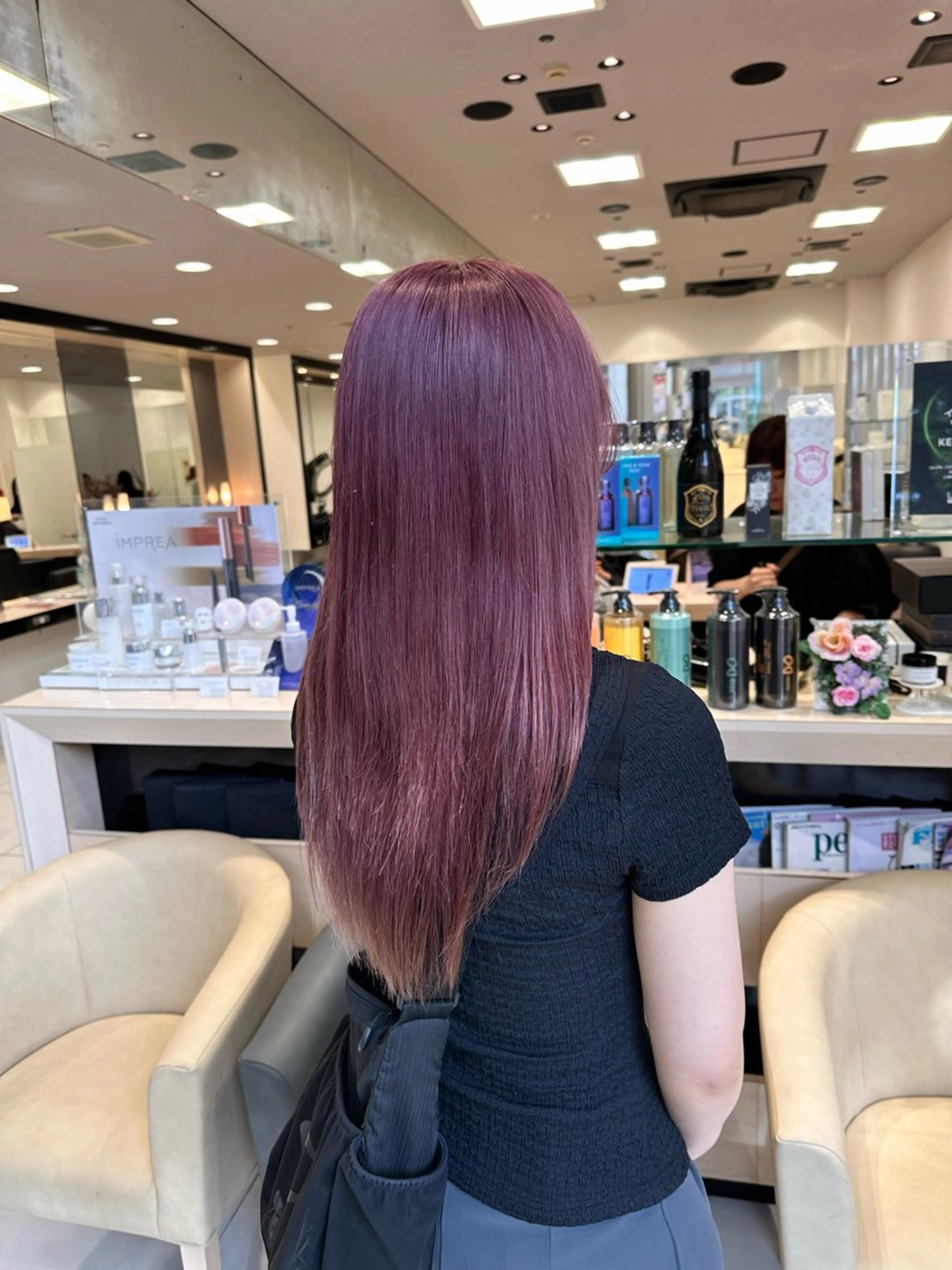 ロング カラー ピンクカラー クロスパーマ/うる艶 カラー/Kurumiのヘアスタイル