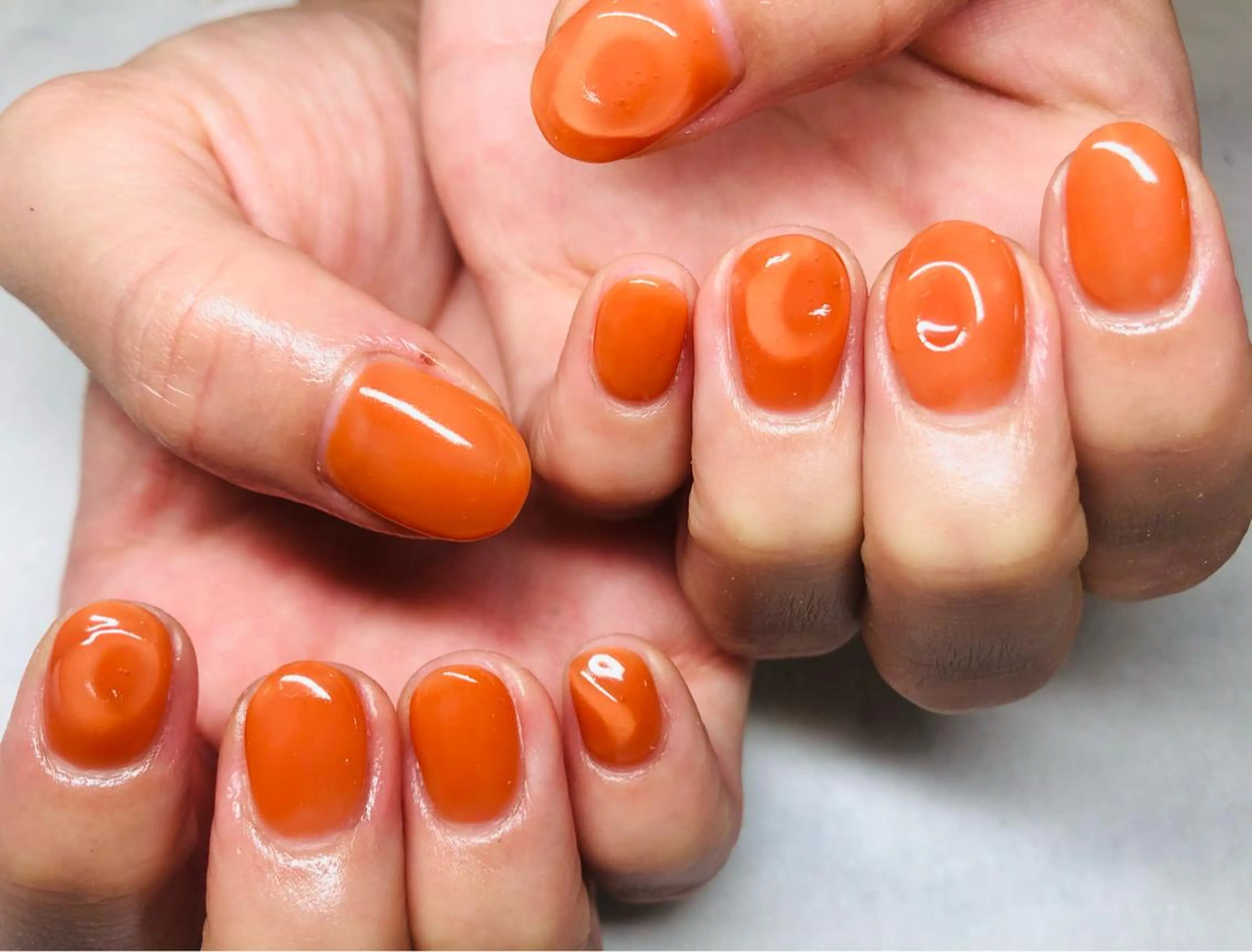 ネイル 持ち込み オレンジ ぷっくりネイル シンプルネイル いちじゅう あおいのネイルデザイン