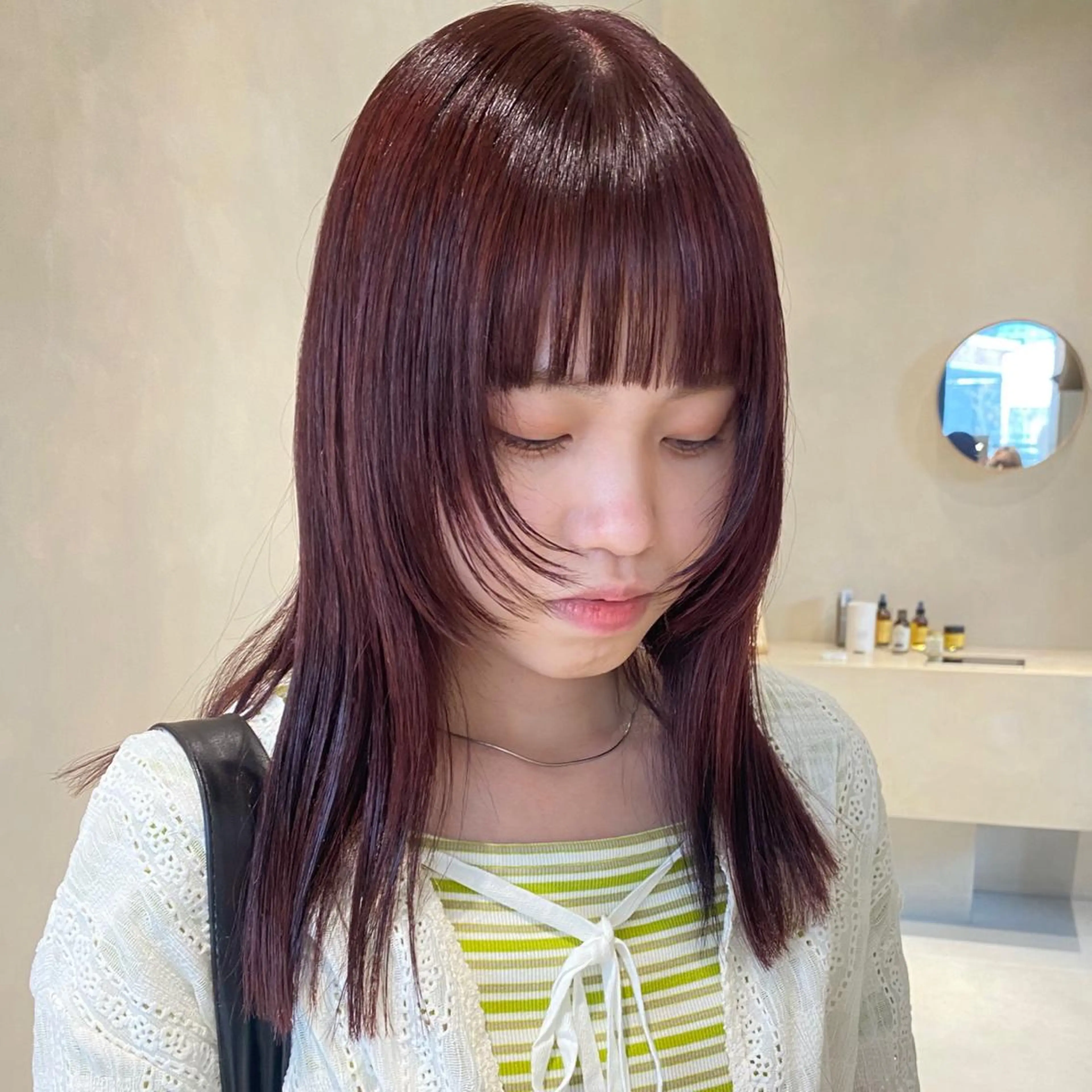 ミディアム カラー ボブ/ミニボブ 透明感カラーkadoのヘアスタイル