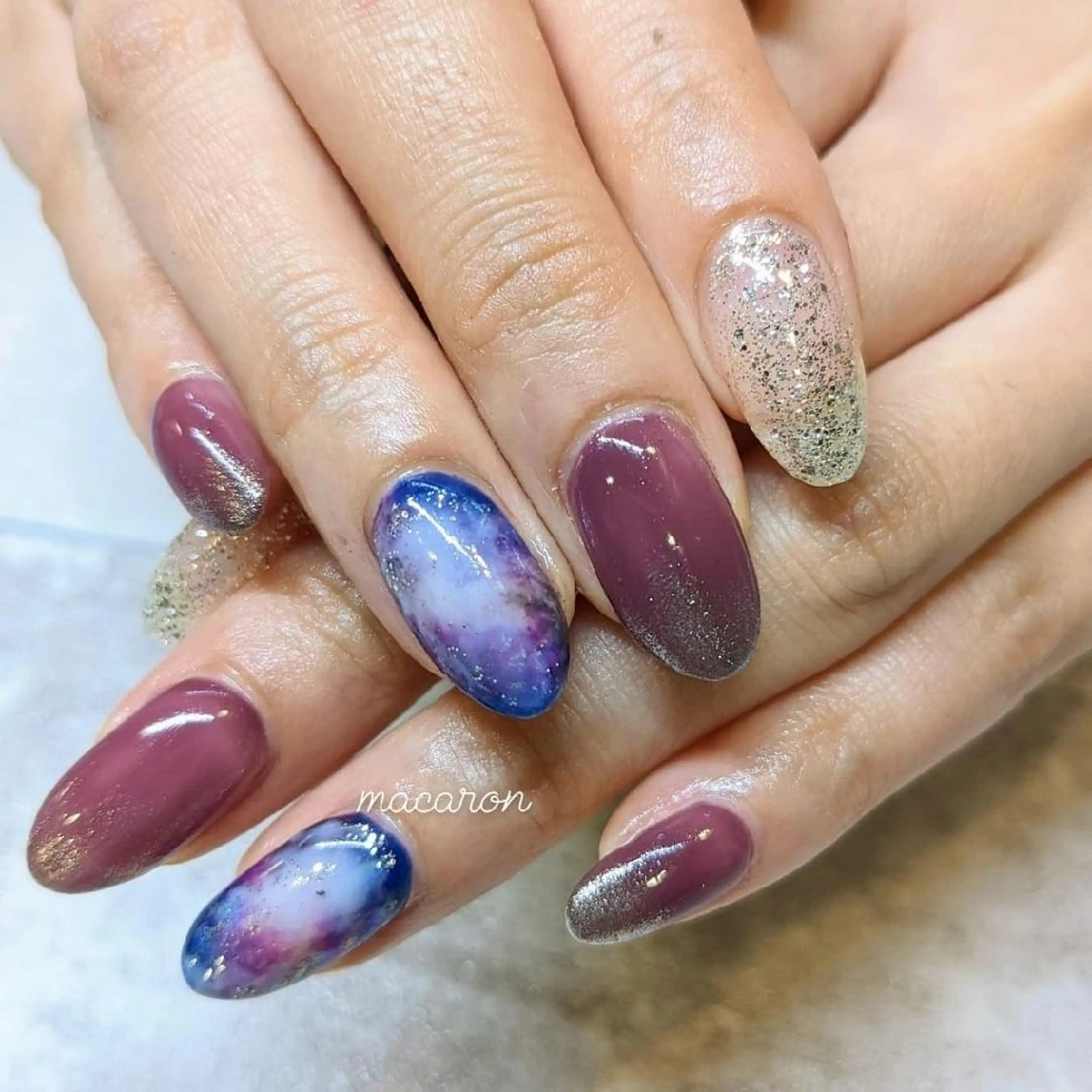 ネイル ジェルネイル ミラーネイル ニュアンスネイル nail salon macaron のネイルデザイン