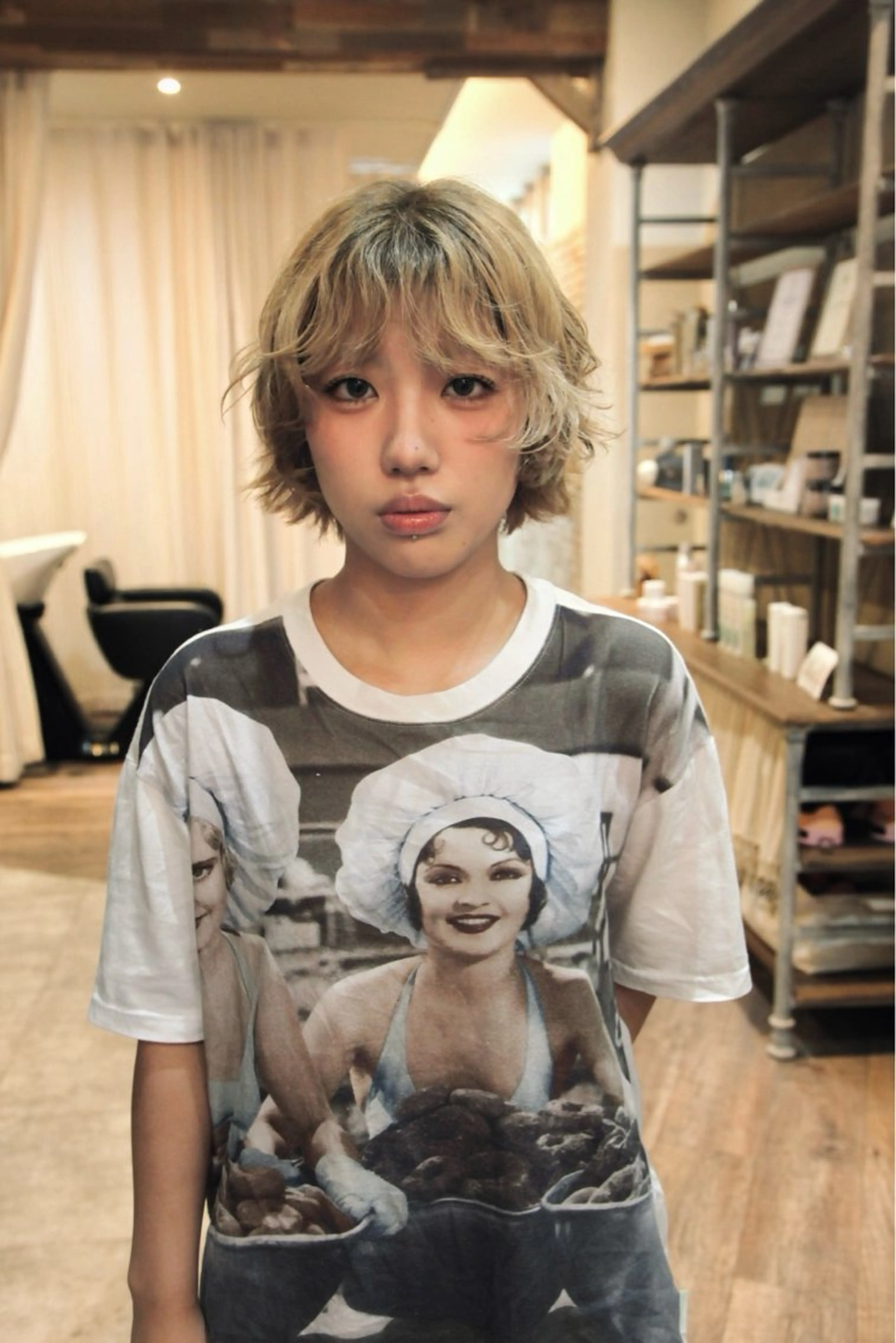 ショート カラー ベージュカラー ブラウンカラー デザインパーマ 藤田和樹のヘアスタイル