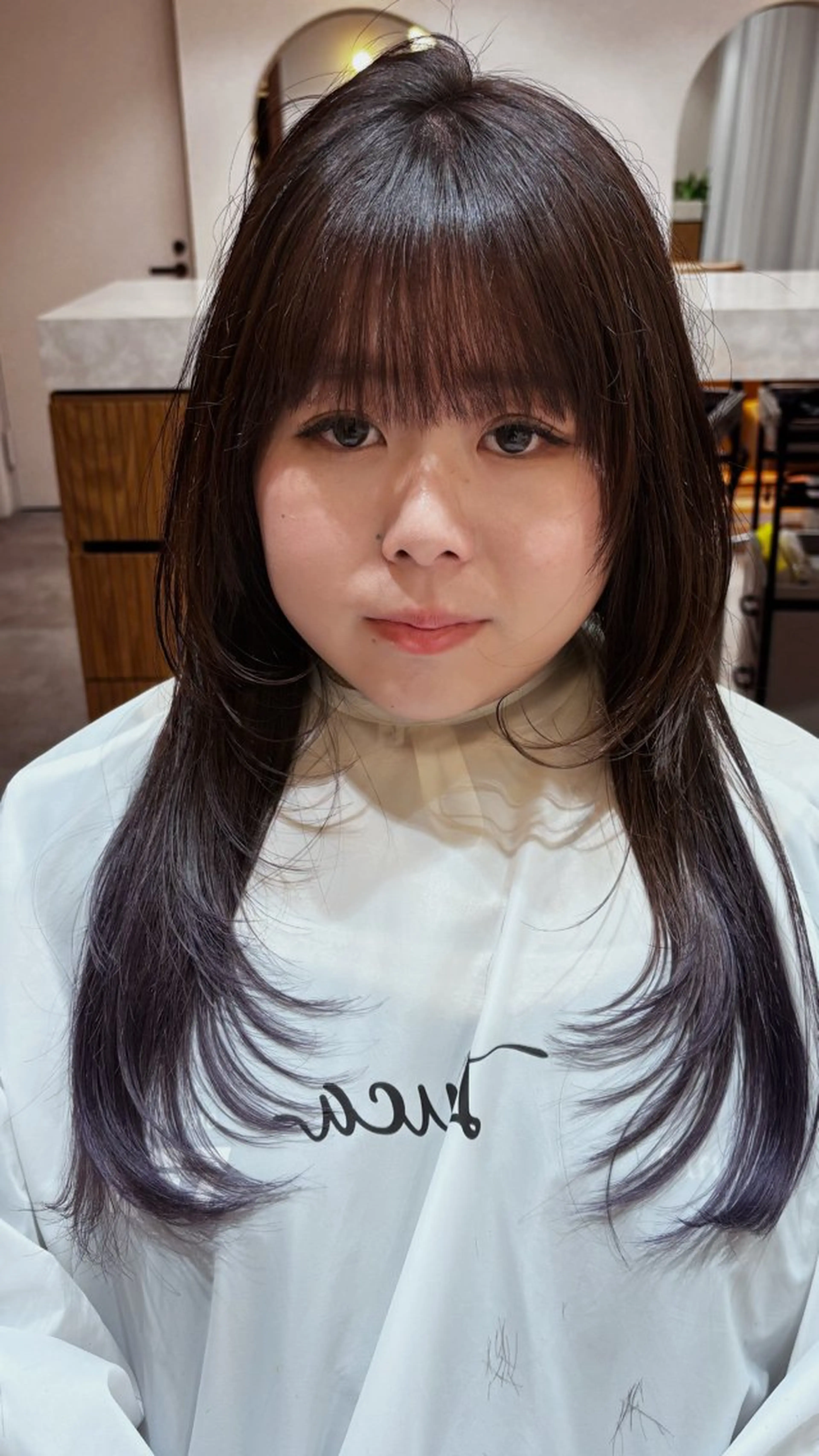ロング カラー ハッシュカット 韓国風ヘア 夏海 大宮美容室のヘアスタイル