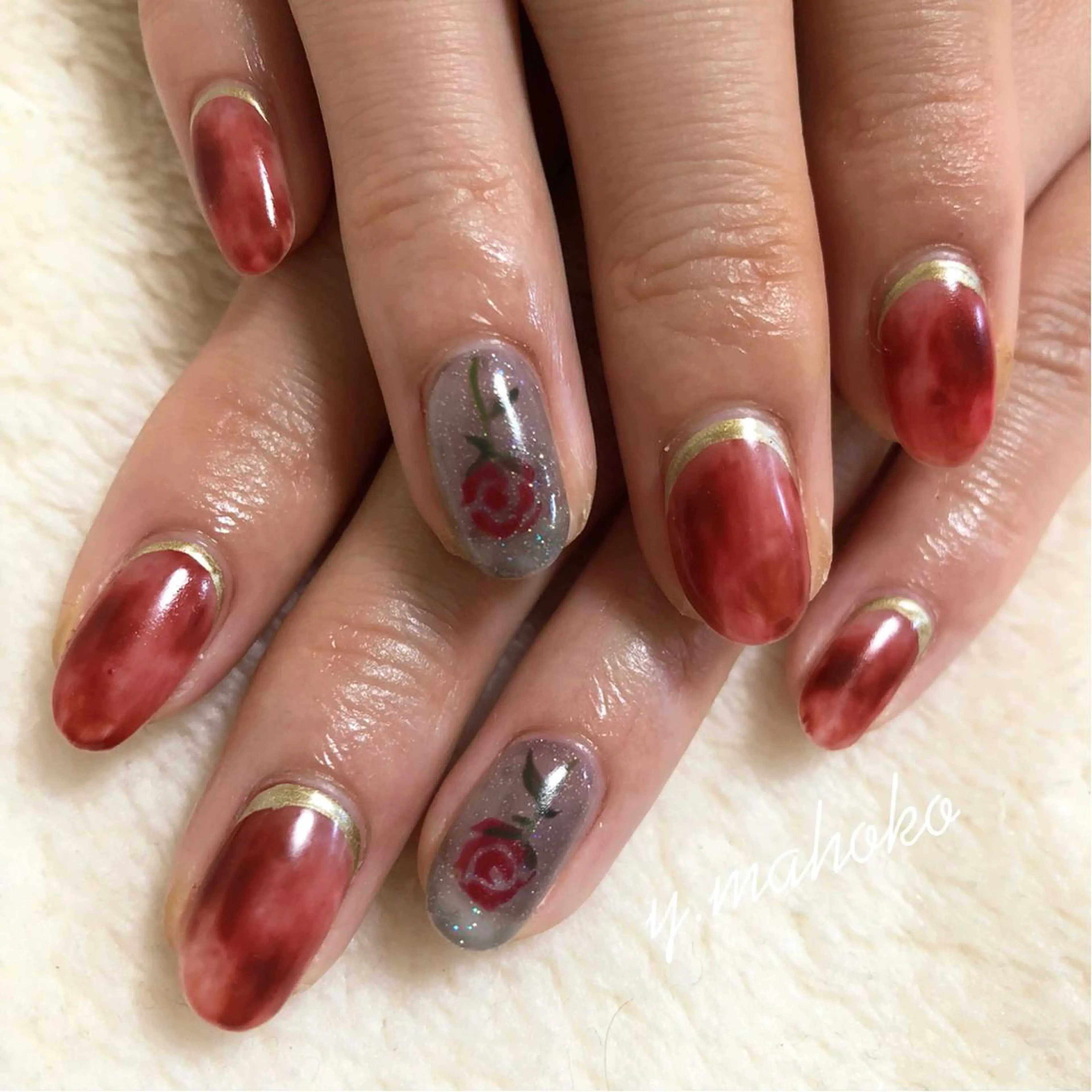 ネイル ハンドネイル パラジェル有/ 長さだし/mahoのネイルデザイン