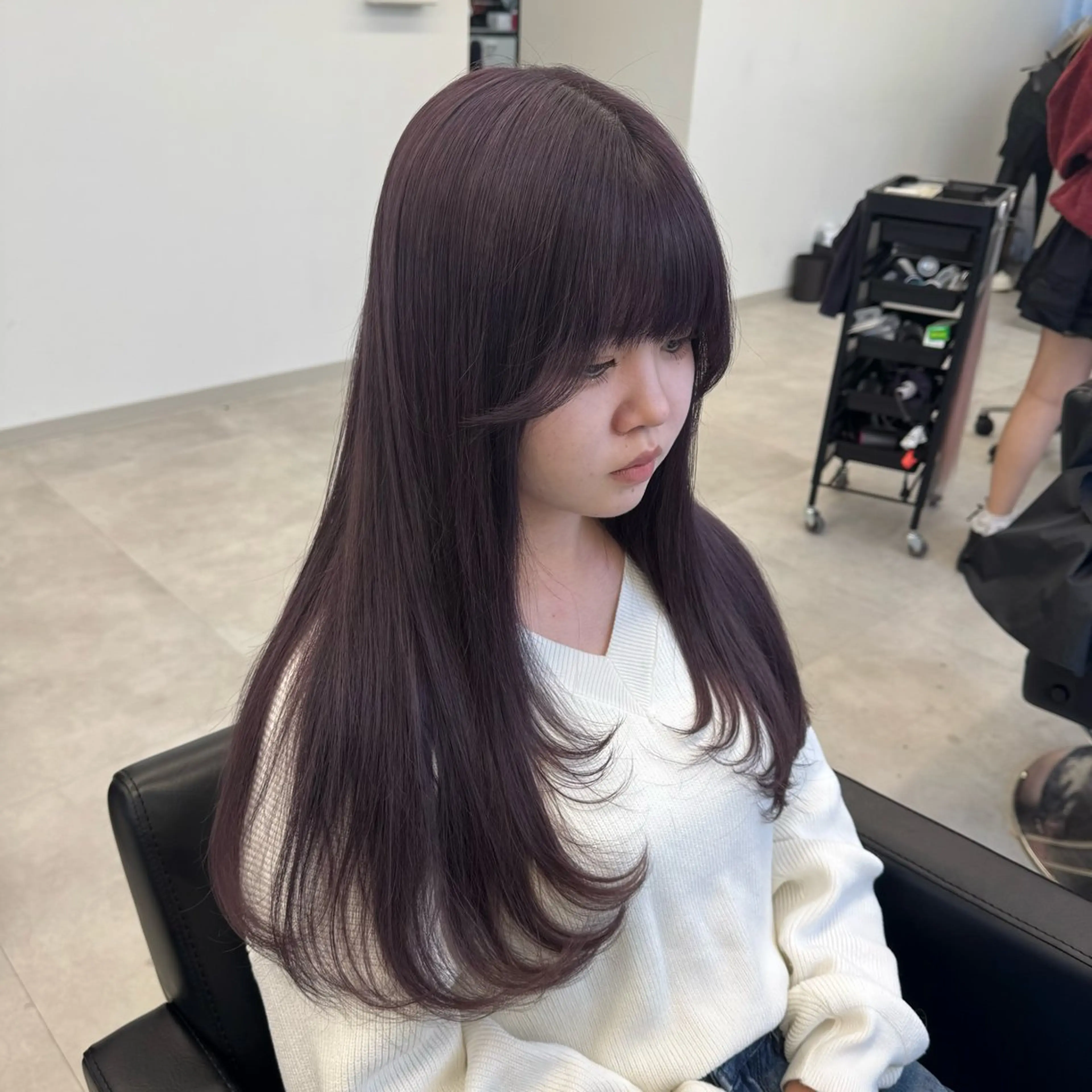 ロング カラー ブリーチ バイオレットカラー カット ヘアカラー ハイトーン/エクステ /韓国ヘアKENTAのヘアスタイル