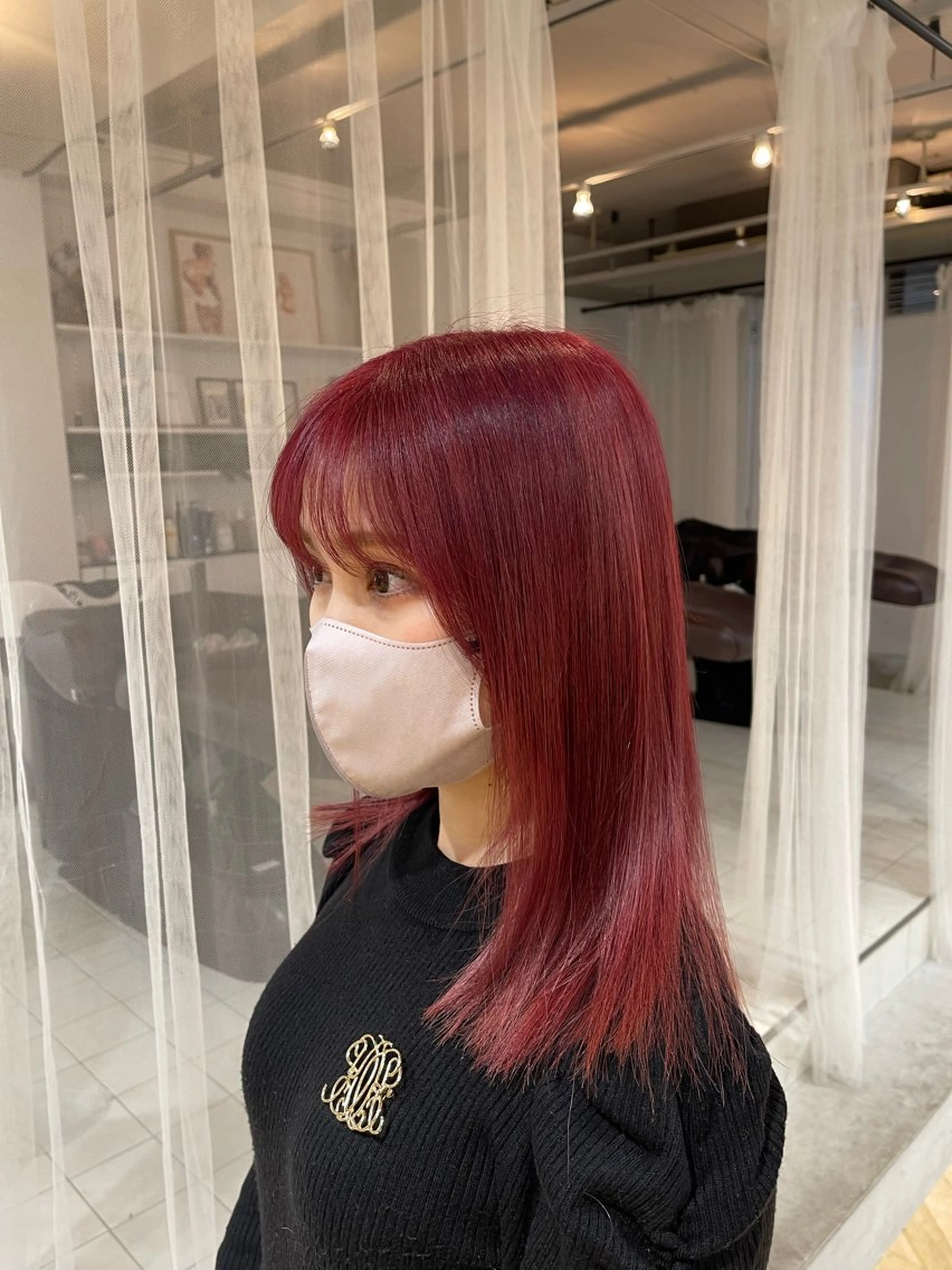 カラー ブリーチ ピンクカラー レッドカラー ヘアカラー ボブ/レイヤー /河内温太のヘアスタイル