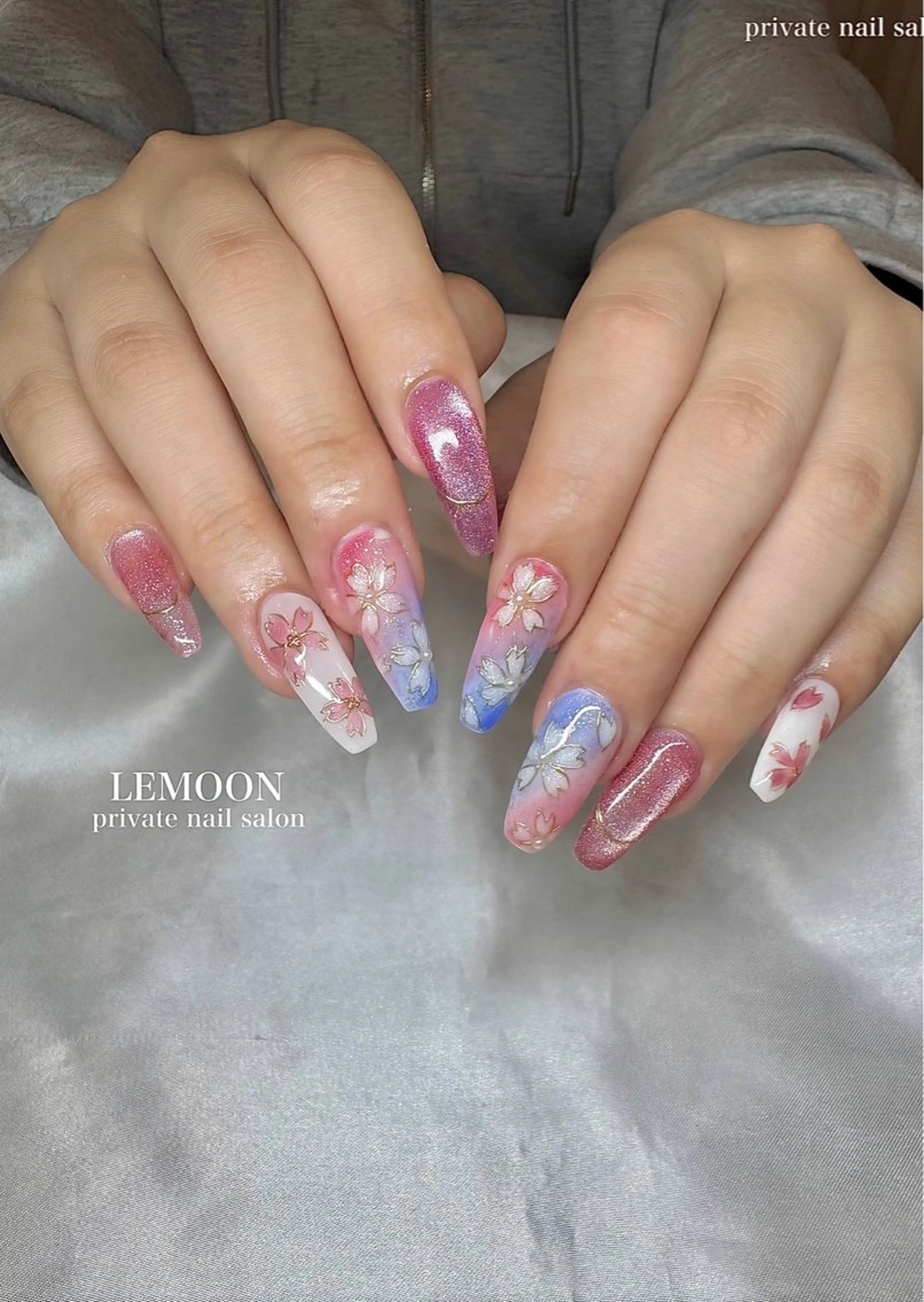 ネイル 桜ネイル ハンドネイル nail salon LEMOONのネイルデザイン