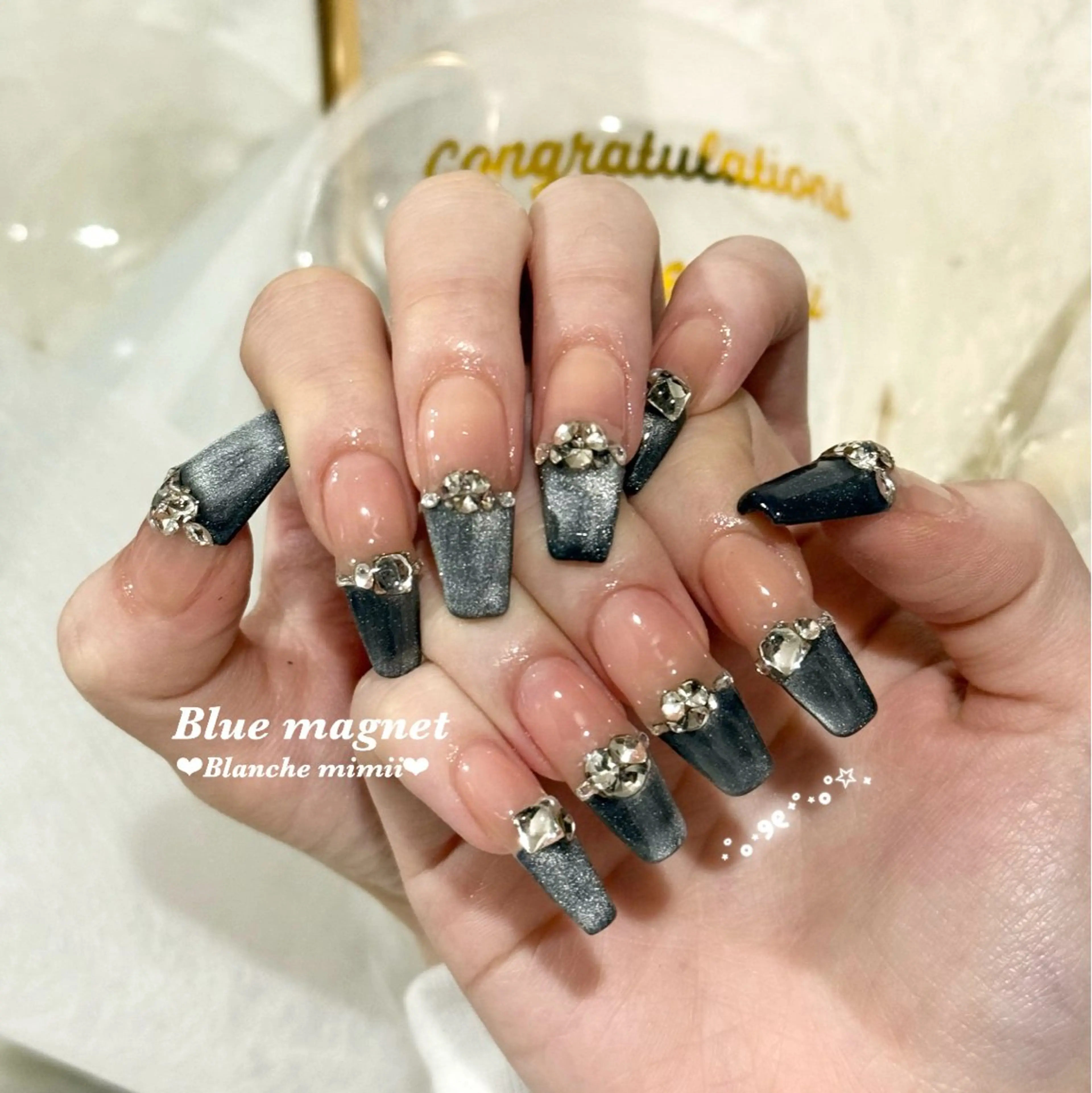 ネイル フットネイル ガーリー 氷ネイル・うるうるネイル キラキラネイル 韓国ネイル ハンドネイル Blanche Ayaのネイルデザイン