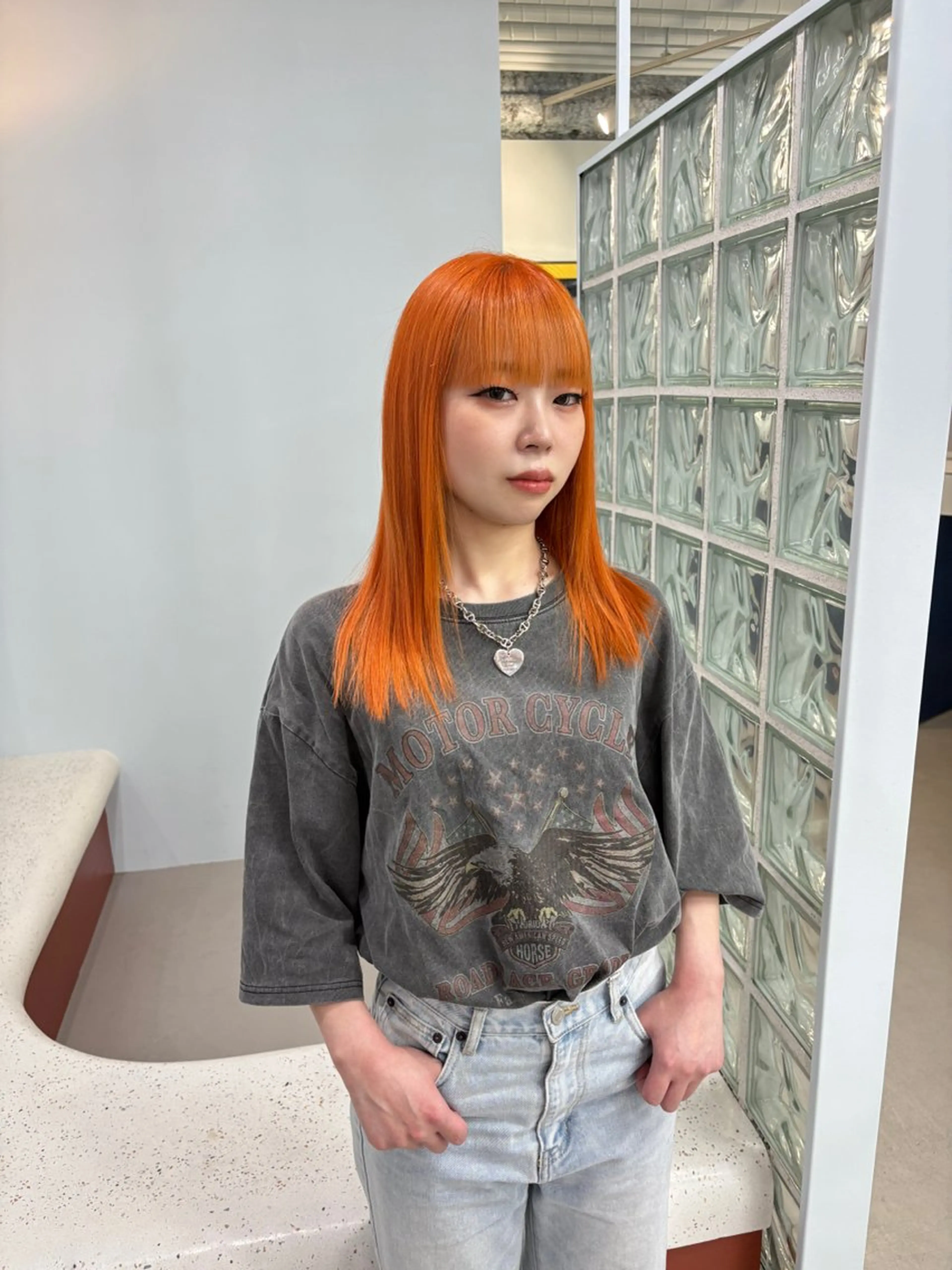 カラー オレンジ ヘアカラー 【qulim】松尾 香透のヘアスタイル