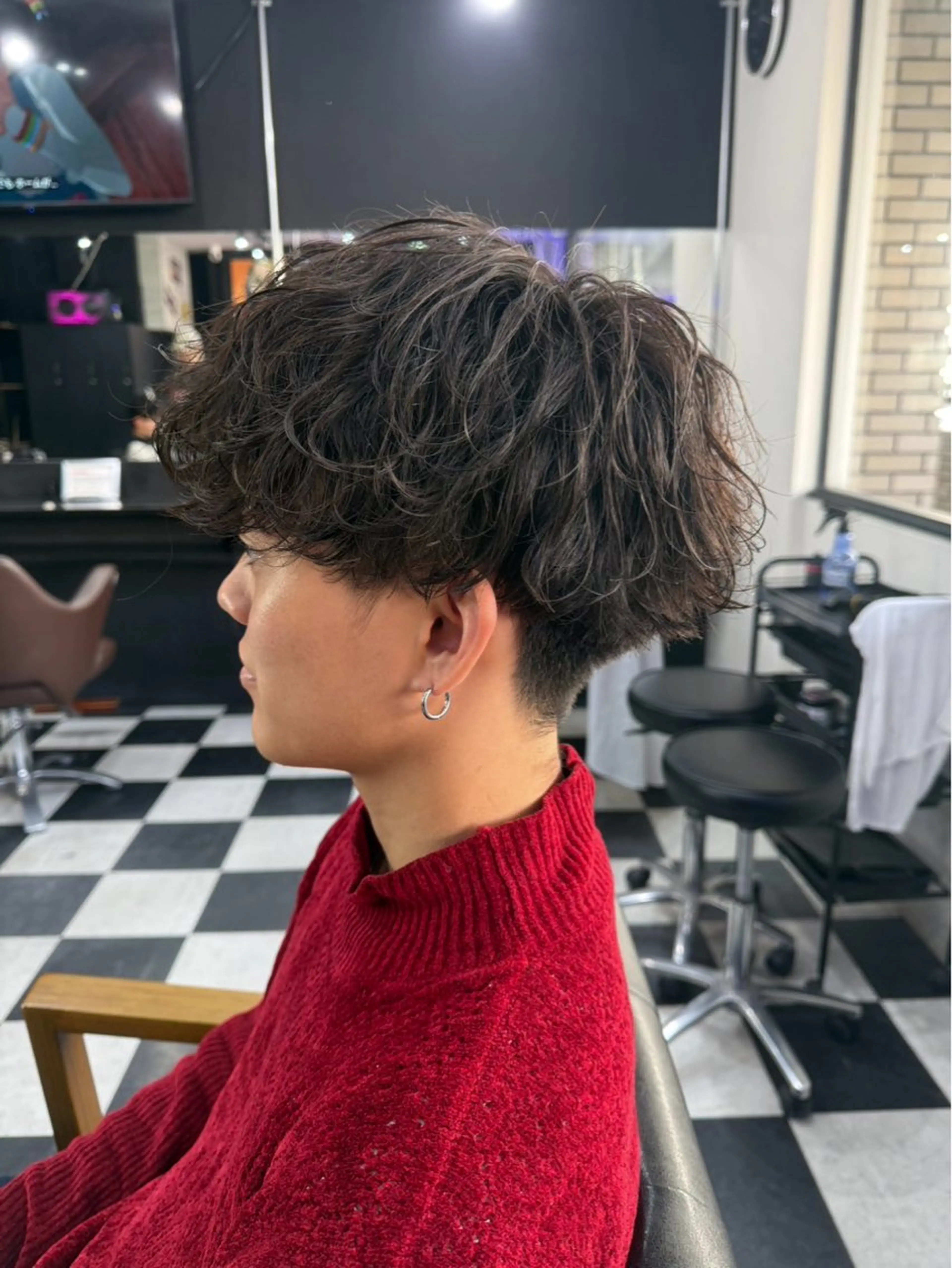 ショート パーマ メンズ 田中 真桜のヘアスタイル