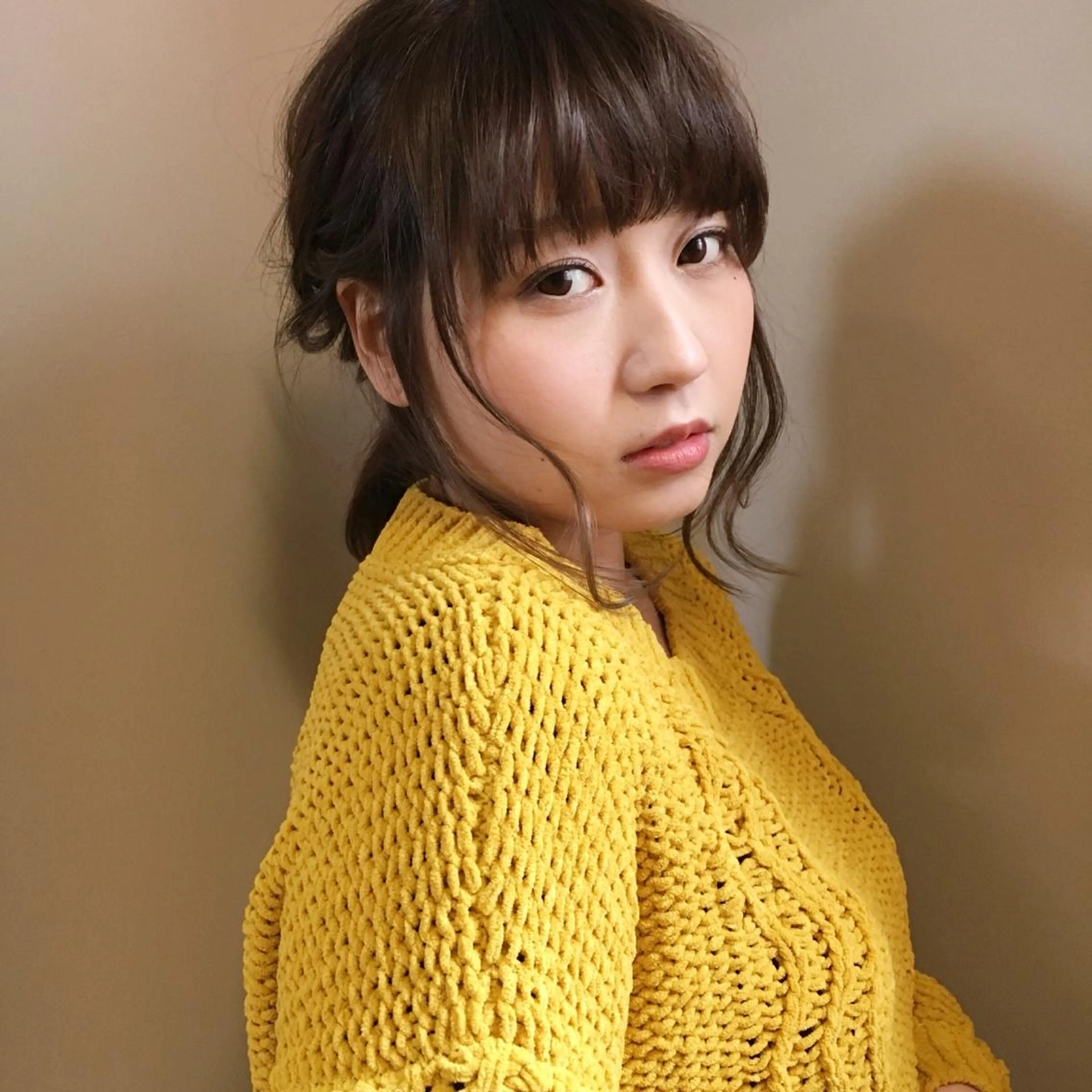 ミディアム カラー ヘアアレンジ ブリーチ ダブルカラー 薬院:今泉/上川美幸 小顔ボブ/暗髪カラーのヘアスタイル