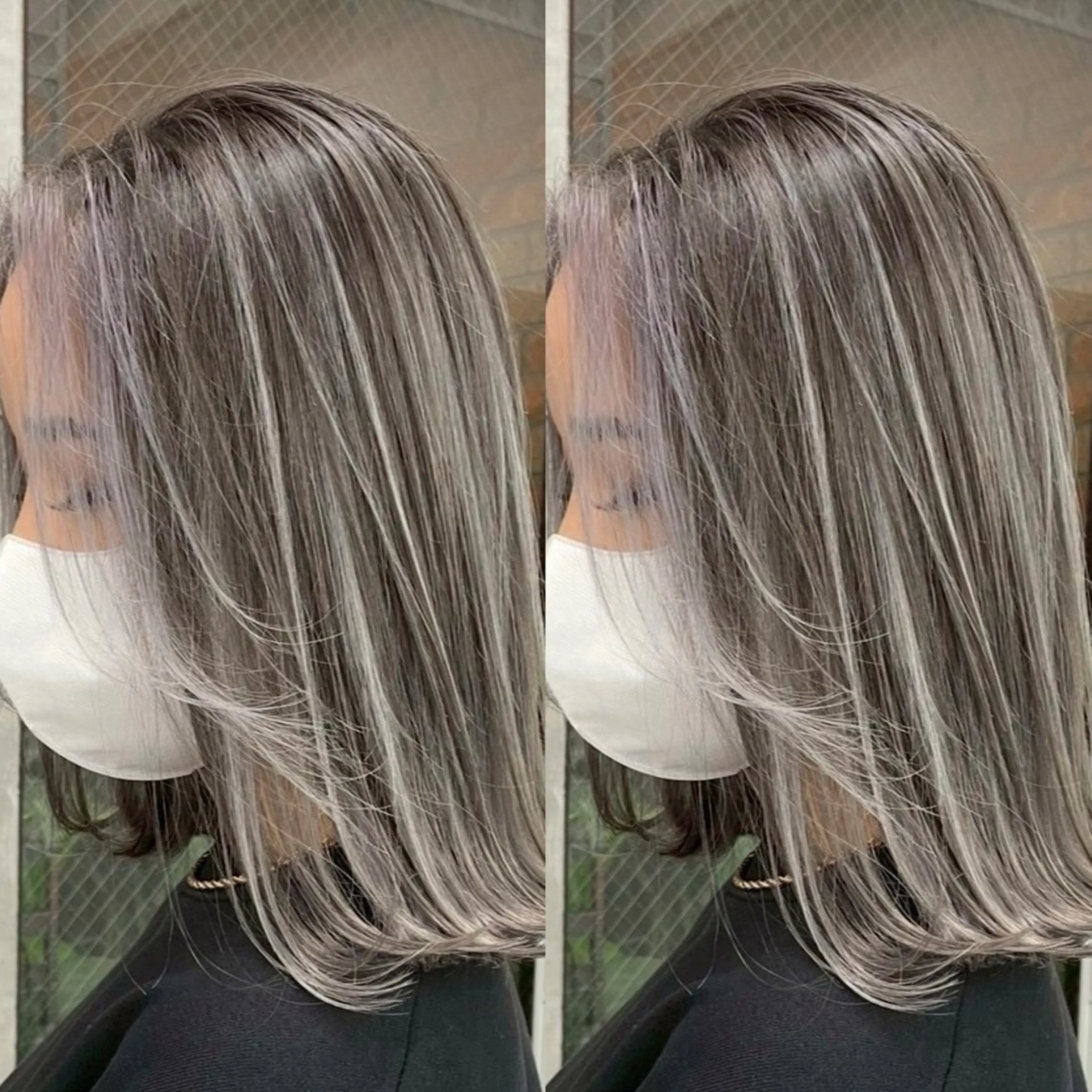 ロング カラー ベージュカラー ブリーチ ケアブリーチ グレージュ ハイライトカラー カット ヘアカラー トリートメント 表参道/ハイライト バレイヤージュのヘアスタイル