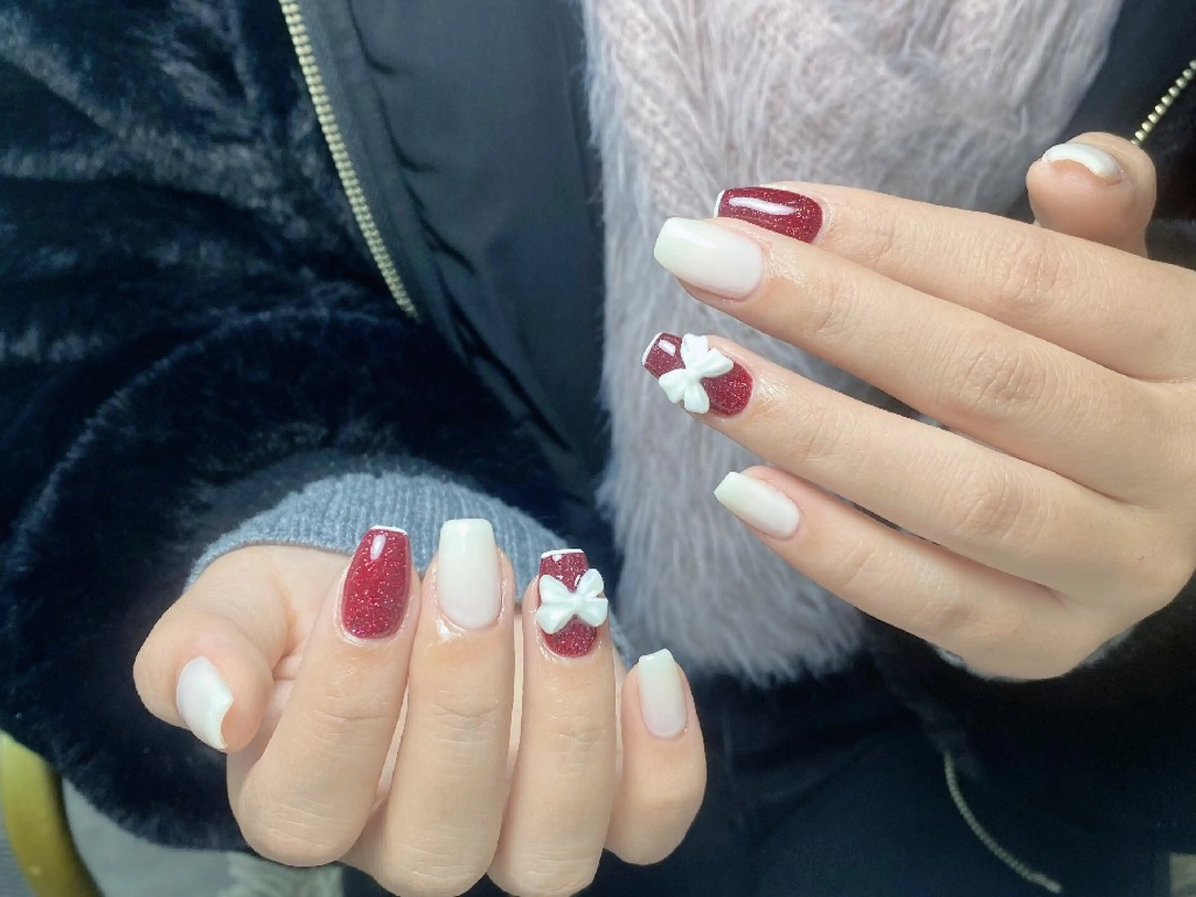 ネイル チークネイル 長さ出し フレンチネイル ジェルネイル ガラスフレンチ ハンドネイル UM Nail Salonのネイルデザイン